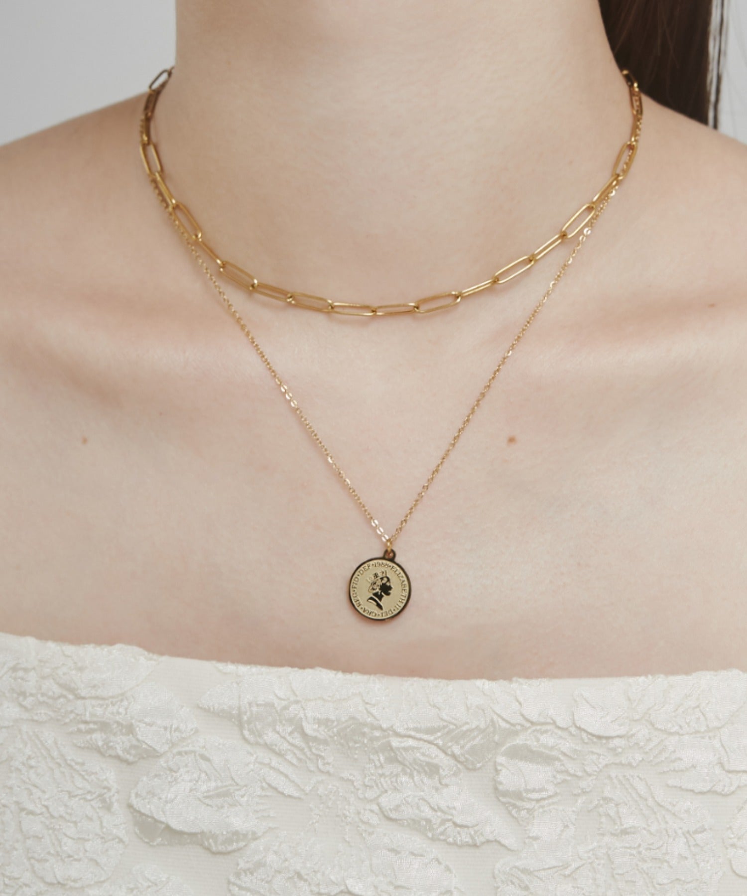 ciite' シーテ ネックレス 【 金属アレルギー対応 】 2連 エリザベス コインネックレス サージカルステンレス