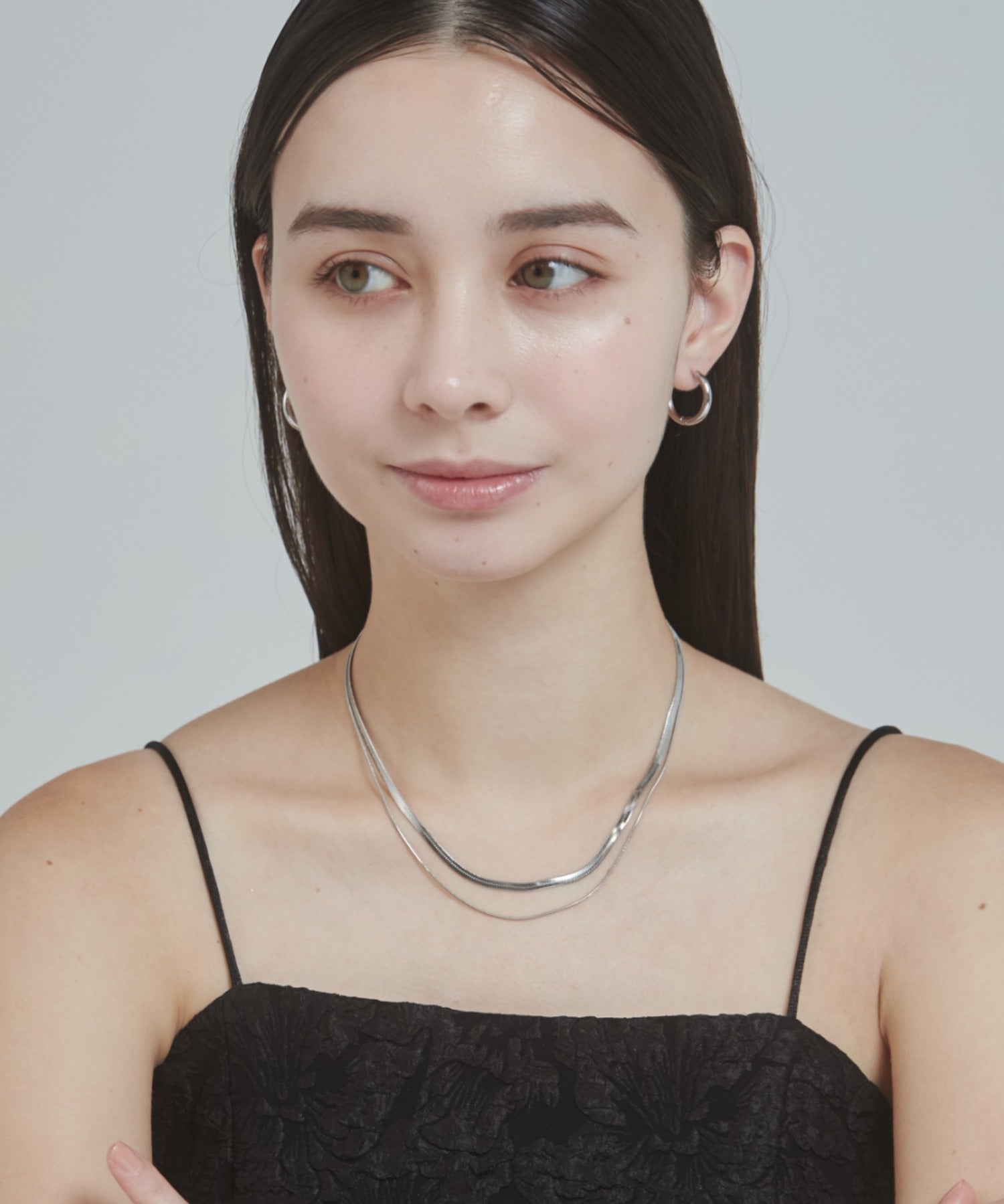 ciite' シーテ ネックレス 【 金属アレルギー対応 】 2連スネークチェーンネックレス サージカルステンレス