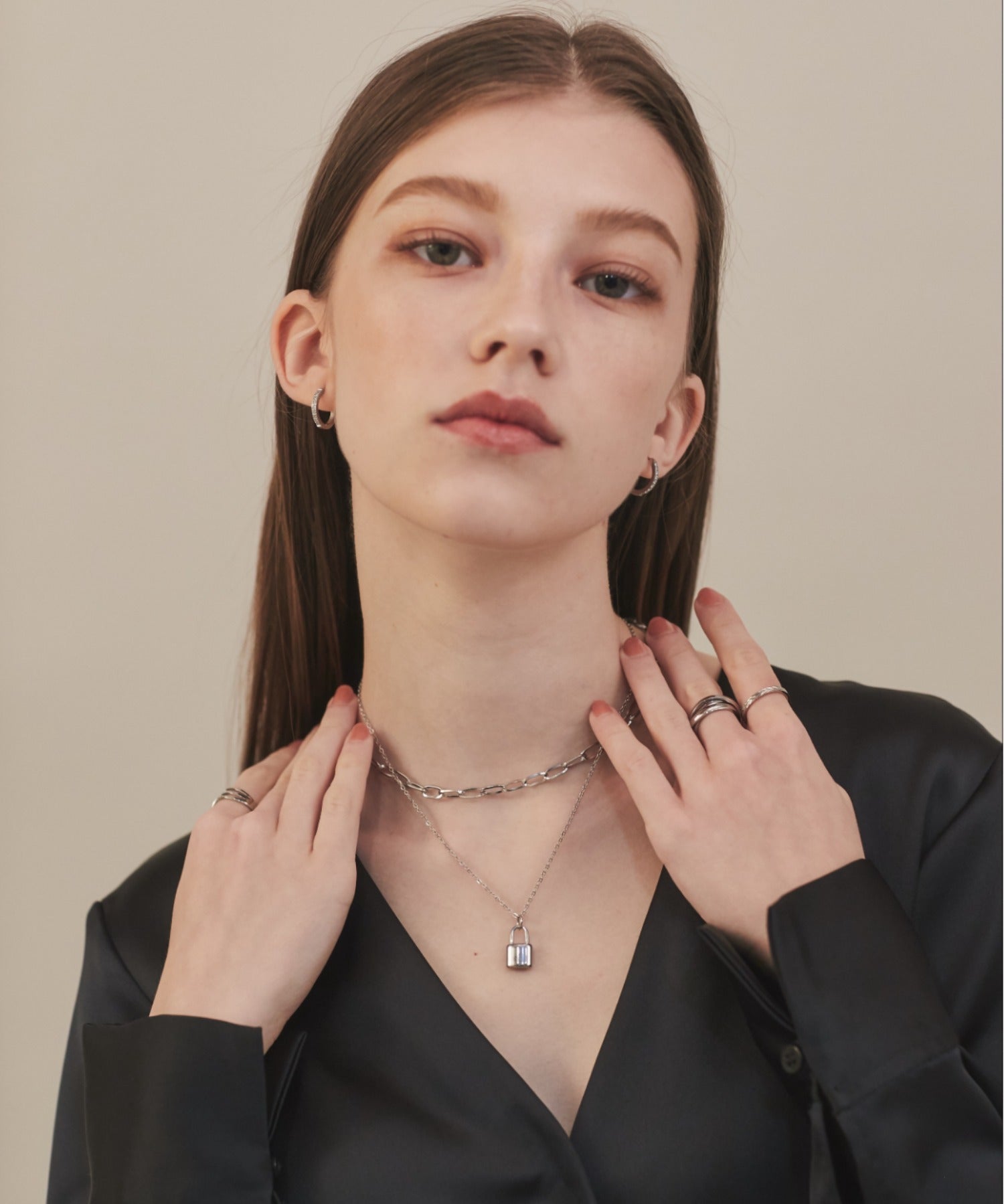 ciite' シーテ ネックレス 【 金属アレルギー対応 】 チェーン & パドロックネックレス 2セット