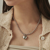 ciite' シーテ ネックレス ぷっくりメタルハート ＆ ボールチェーンネックレス