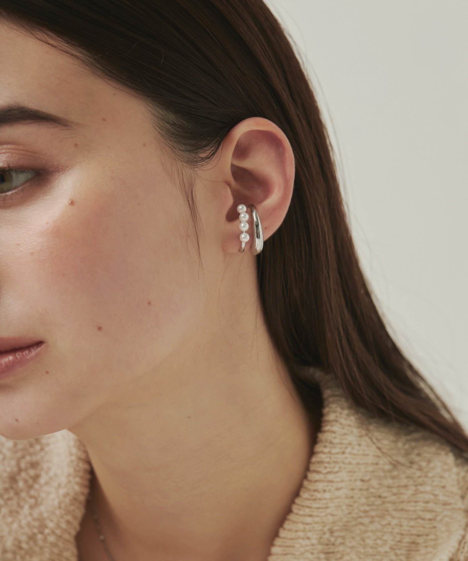 ciite' シーテ イヤーカフ 【 金属アレルギー対応 】ミニパールイヤーカフ サージカルステンレス