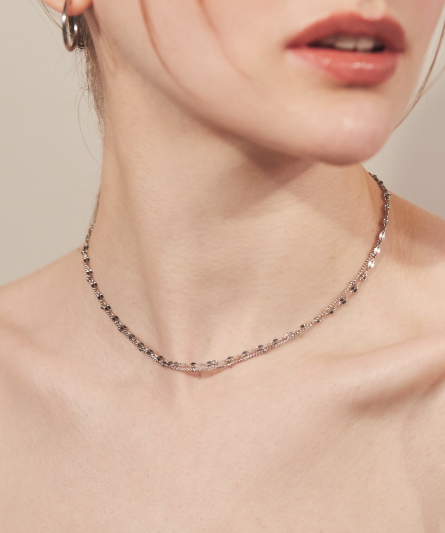 ciite' シーテ ネックレス 【 金属アレルギー対応 】 2連チェーンネックレス サージカルステンレス