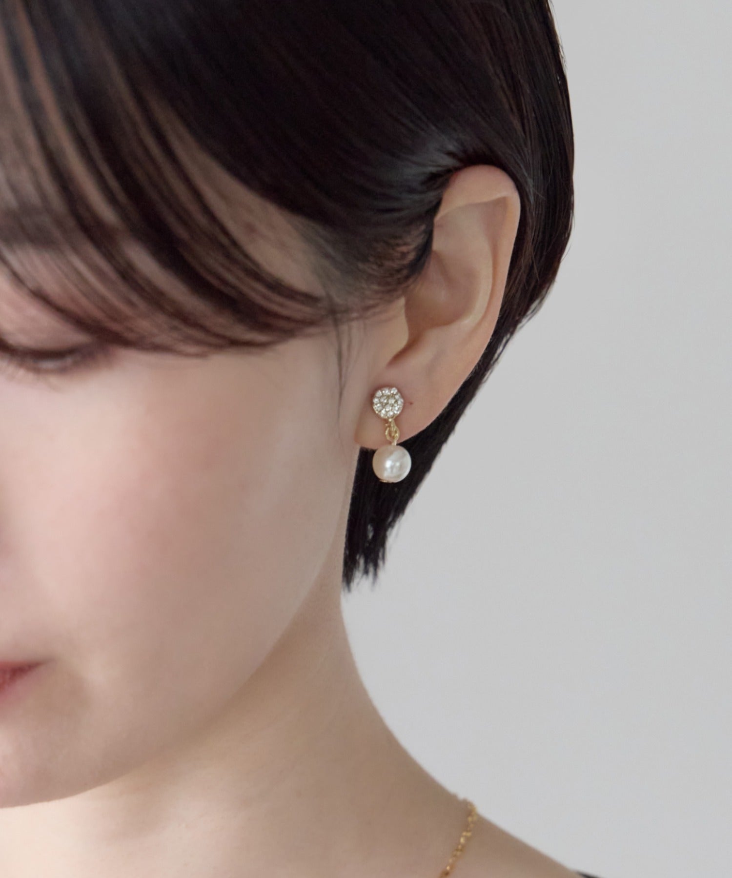 ciite' シーテ イヤリング シリコン付 デザインビジューパール イヤリング