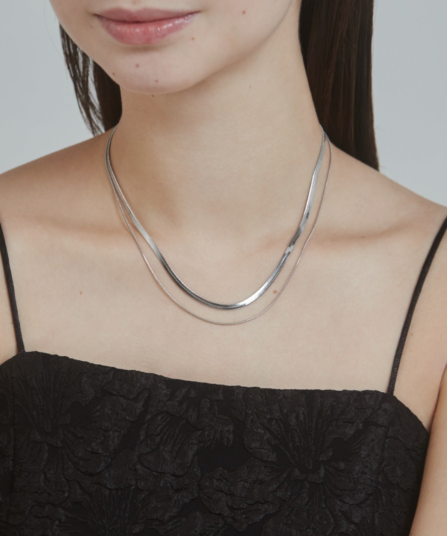 ciite' シーテ ネックレス 【 金属アレルギー対応 】 2連スネークチェーンネックレス サージカルステンレス