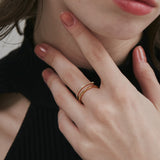 ciite' シーテ リング 【 金属アレルギー対応 】 ビジューダブルリング サージカルステンレス