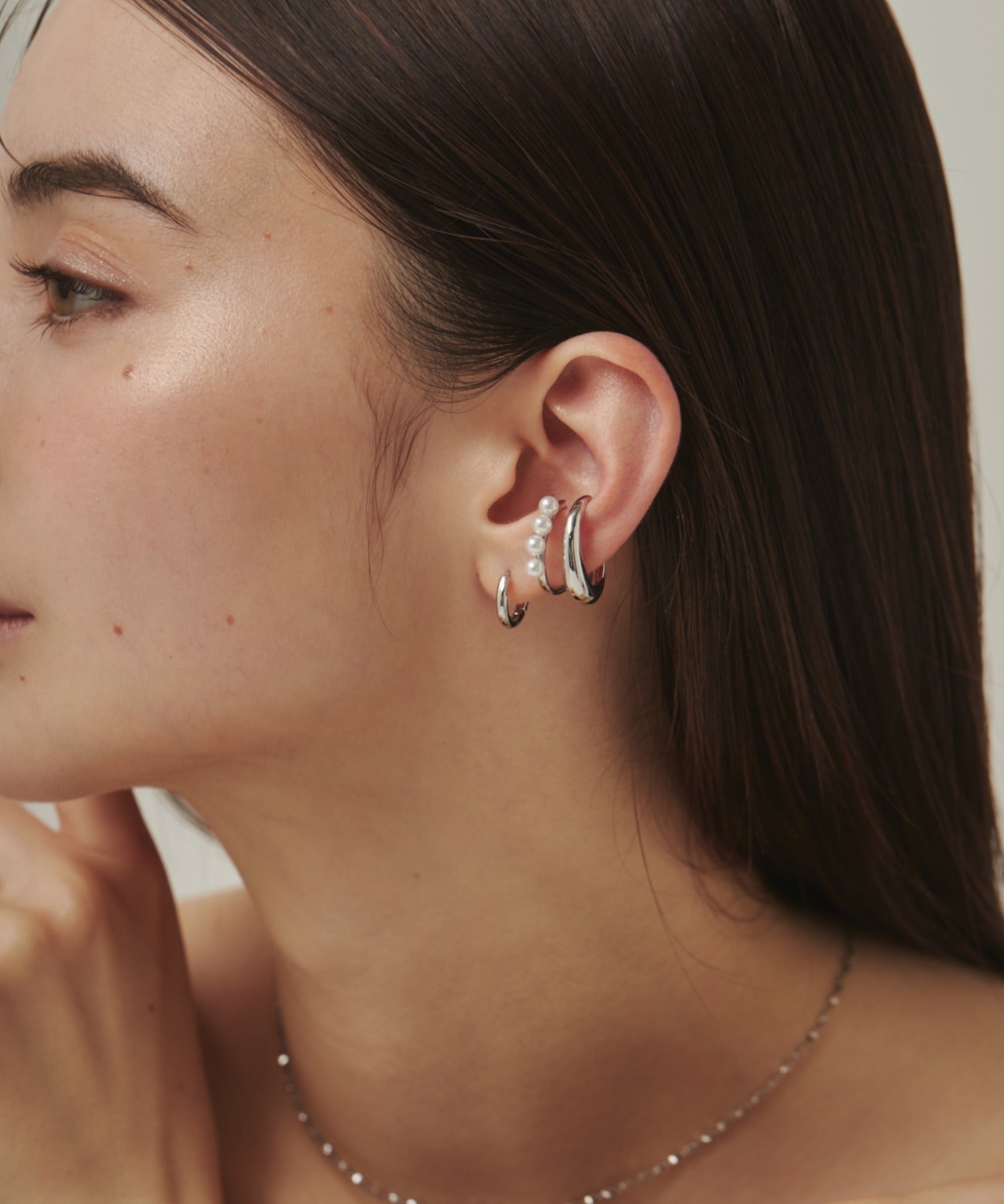 ciite' シーテ イヤーカフ 【 金属アレルギー対応 】ミニパールイヤーカフ サージカルステンレス