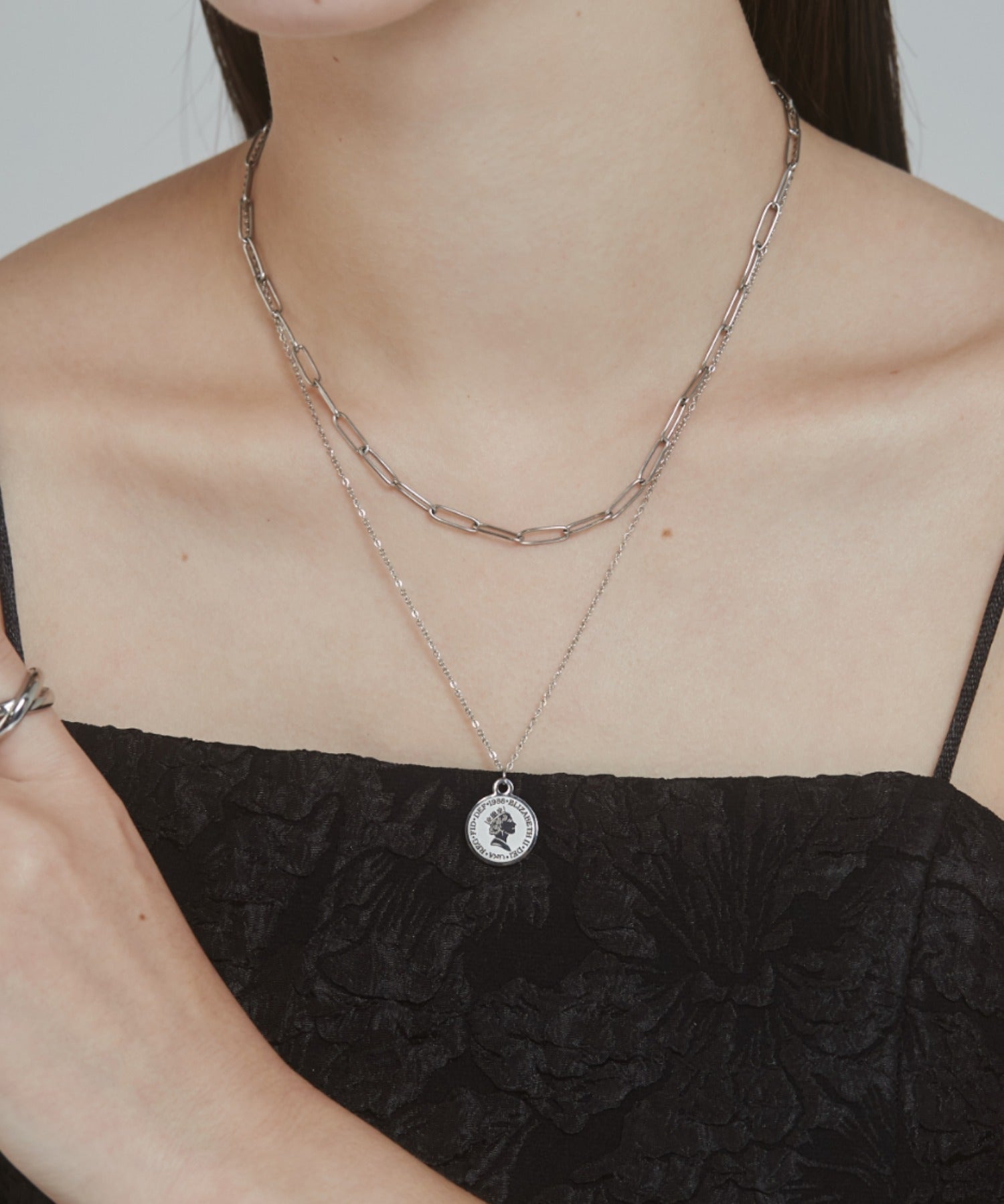 ciite' シーテ ネックレス 【 金属アレルギー対応 】 2連 エリザベス コインネックレス サージカルステンレス