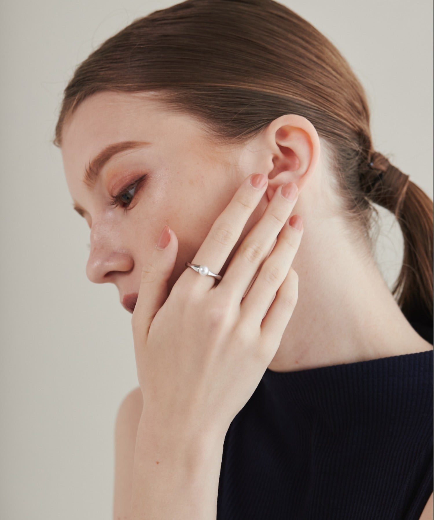 ciite' シーテ リング 【 金属アレルギー対応 】 パールモチーフリング サージカルステンレス