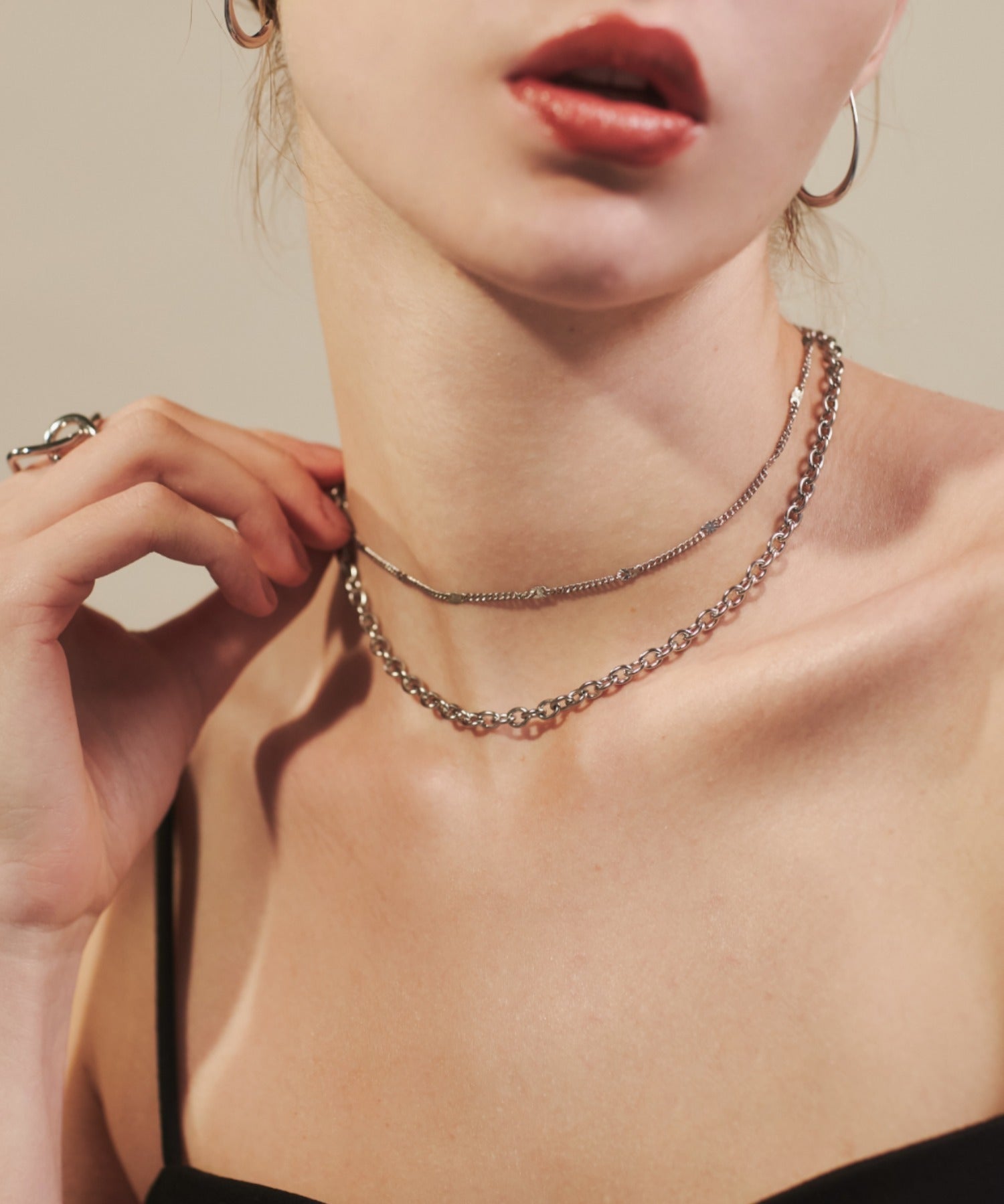 ciite' シーテ ネックレス 【 金属アレルギー対応 】 2連チェーンネックレス サージカルステンレス