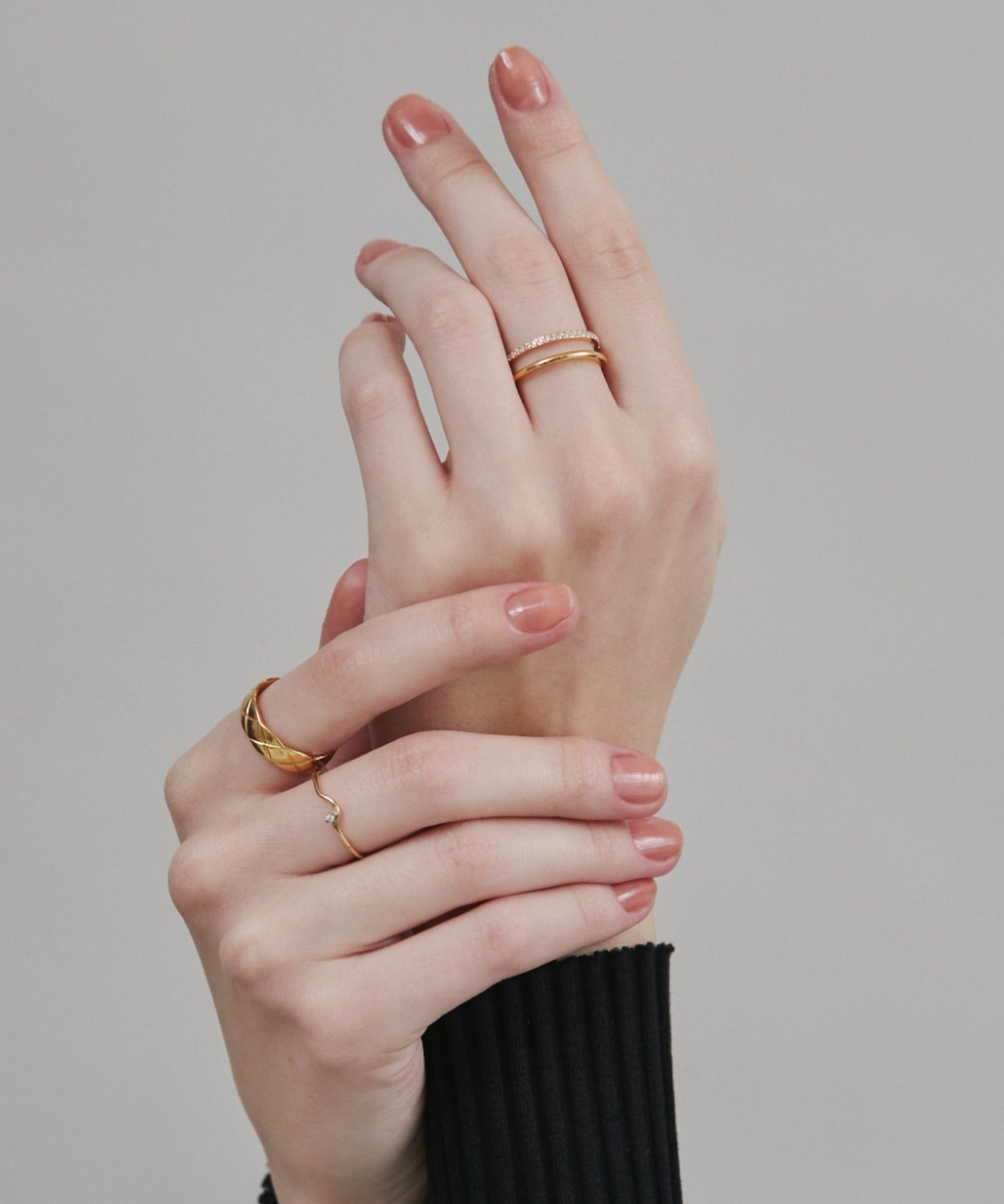 ciite' シーテ リング 【 金属アレルギー対応 】 ビジューダブルリング サージカルステンレス