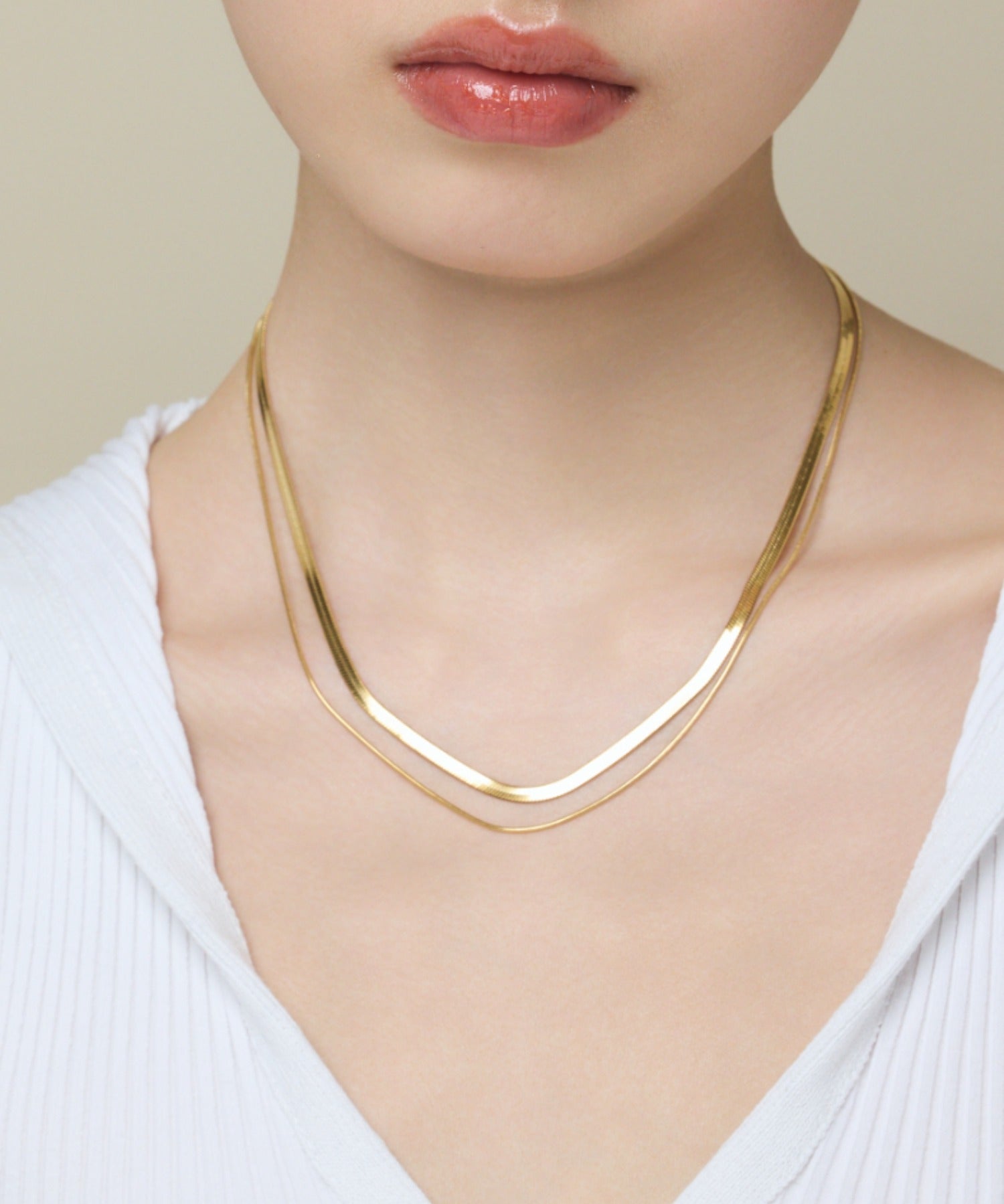 ciite' シーテ ネックレス 【 金属アレルギー対応 】 2連スネークチェーンネックレス サージカルステンレス