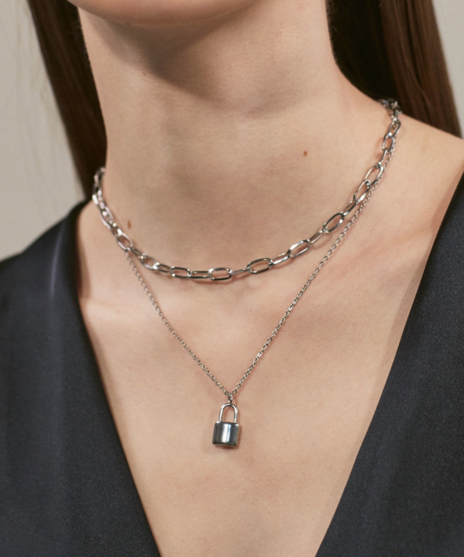 ciite' シーテ ネックレス 【 金属アレルギー対応 】 チェーン & パドロックネックレス 2セット