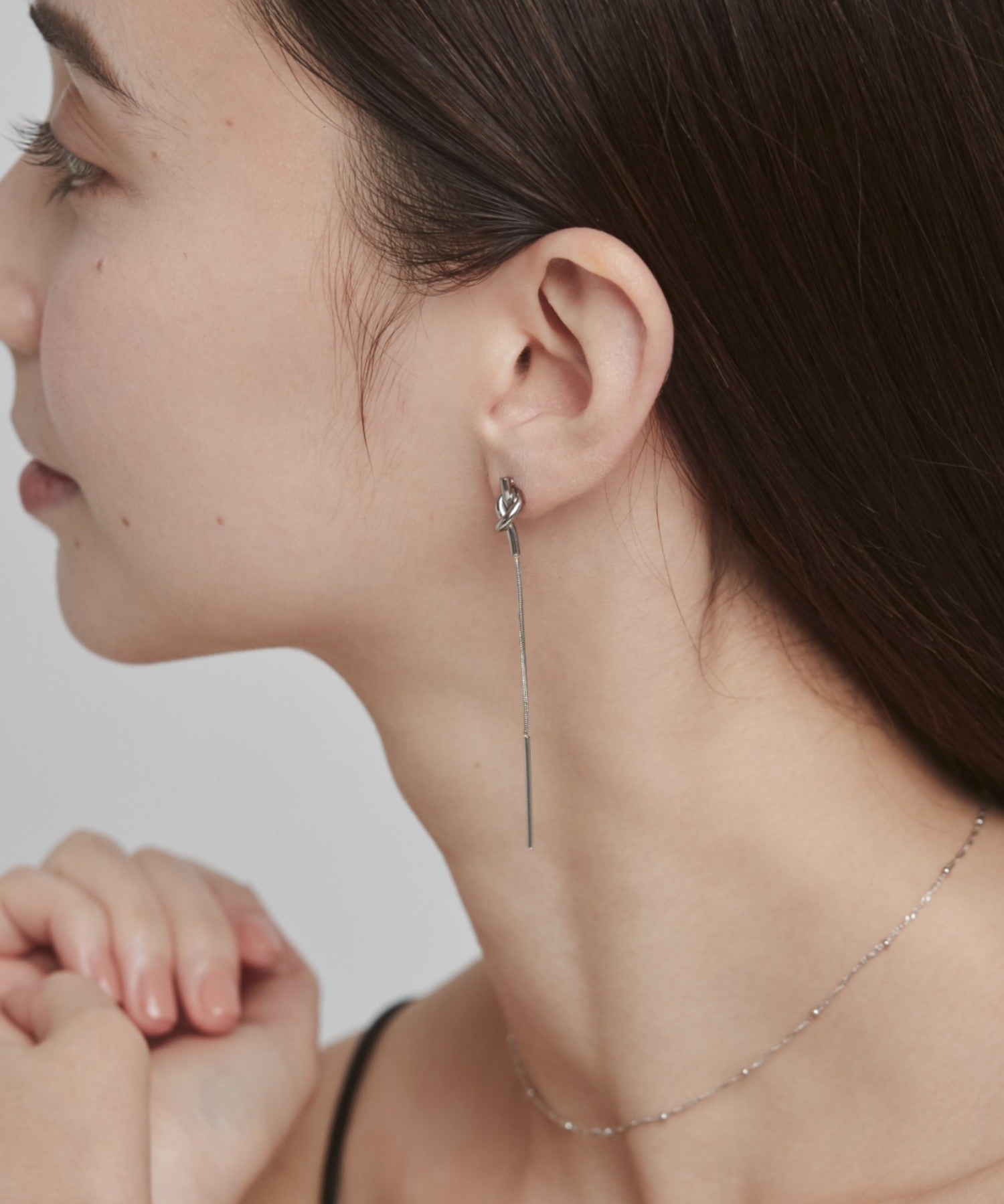 ciite' シーテ ピアス（両耳用） 【 金属アレルギー対応 】 ノットチェーンピアス サージカルステンレス (両耳用)