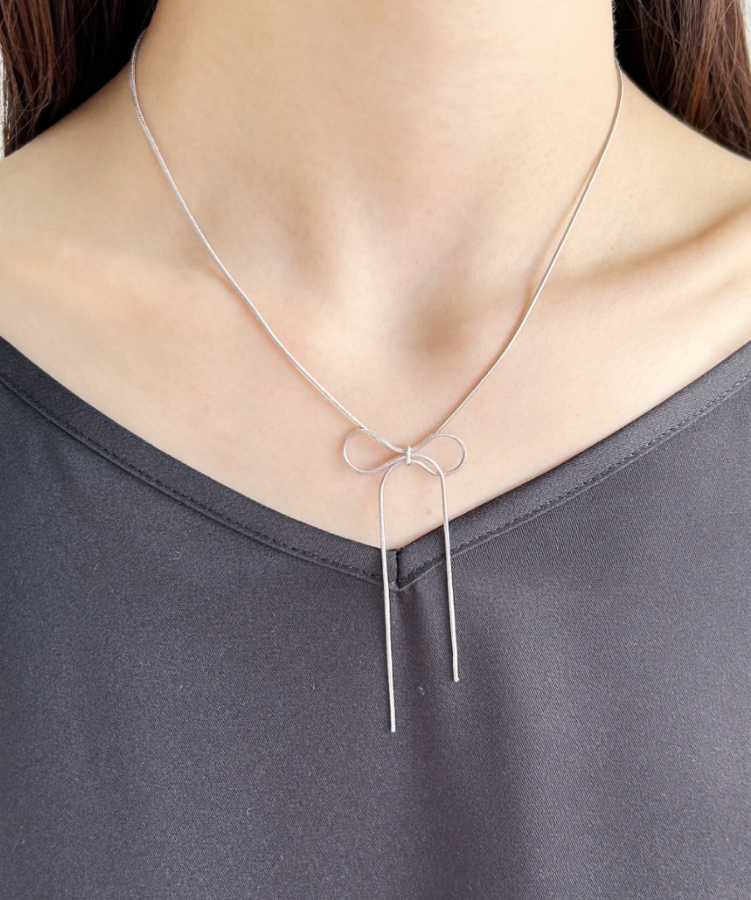 ciite' シーテ ネックレス 【 金属アレルギー対応 】 simple ribbon necklace / シンプル リボン ネックレス サージカルステンレス