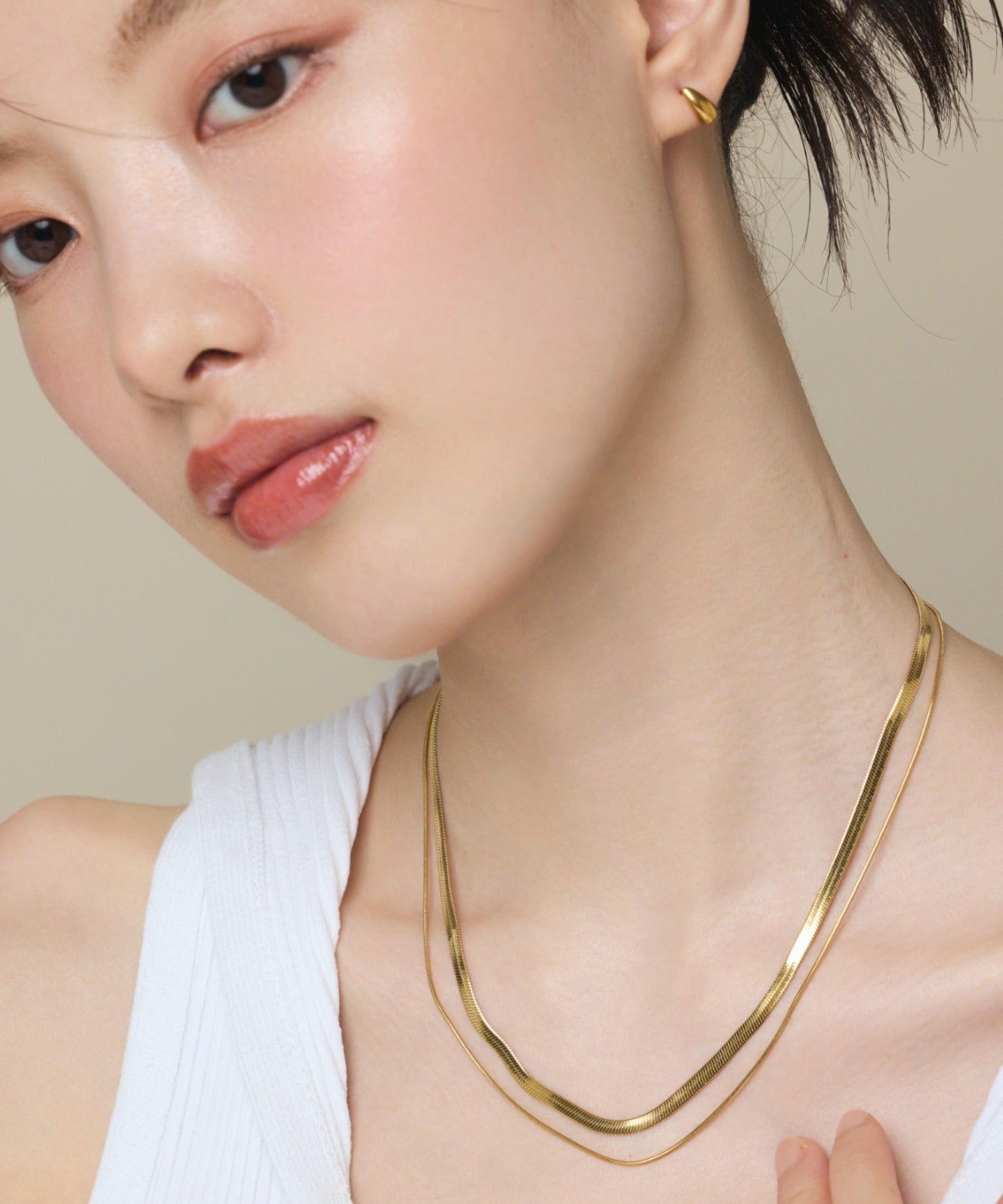 ciite' シーテ ネックレス 【 金属アレルギー対応 】 2連スネークチェーンネックレス サージカルステンレス