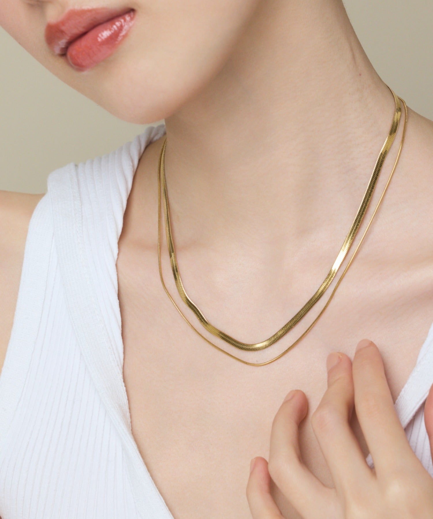 ciite' シーテ ネックレス 【 金属アレルギー対応 】 2連スネークチェーンネックレス サージカルステンレス