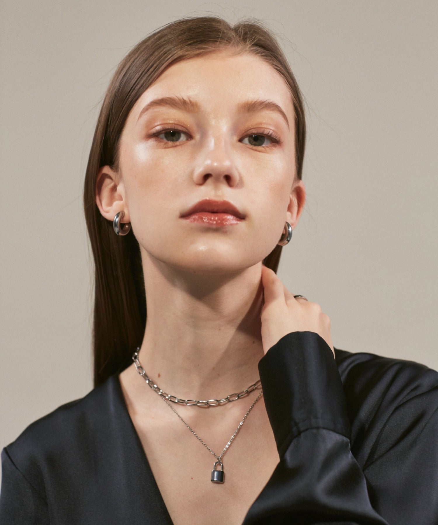 ciite' シーテ ネックレス 【 金属アレルギー対応 】 チェーン & パドロックネックレス 2セット