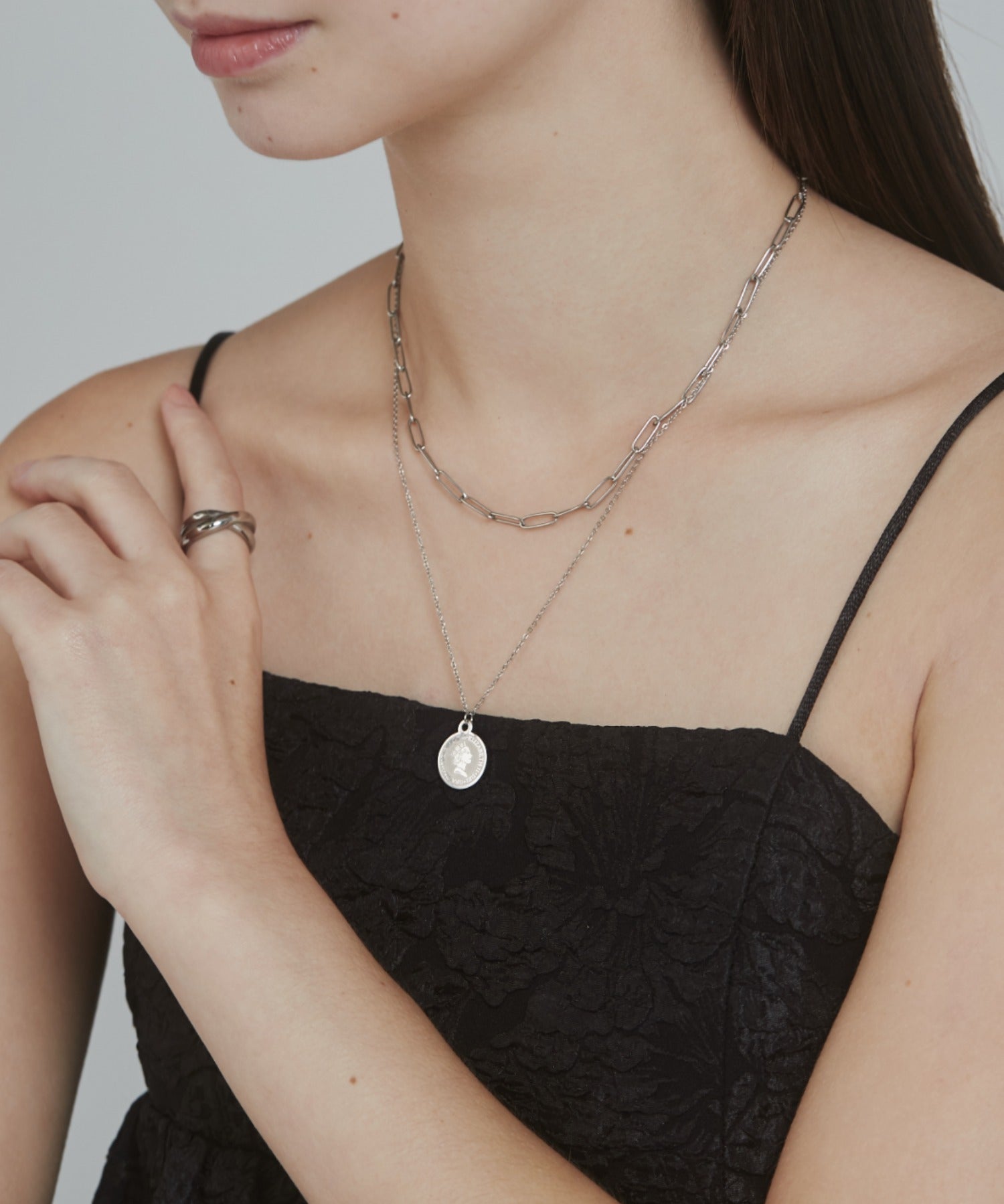 ciite' シーテ ネックレス 【 金属アレルギー対応 】 2連 エリザベス コインネックレス サージカルステンレス