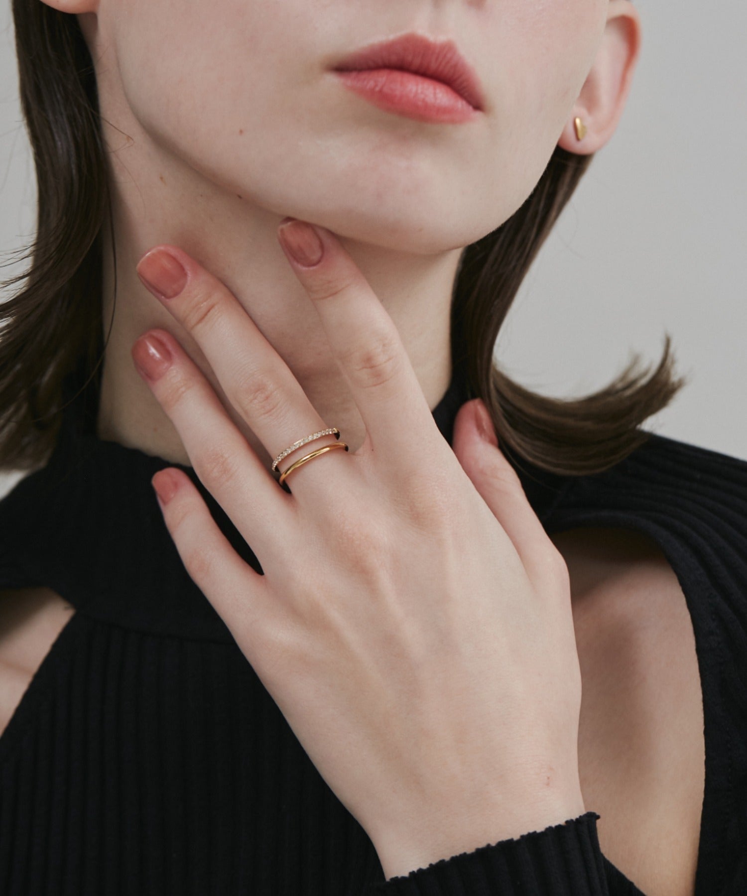 ciite' シーテ リング 【 金属アレルギー対応 】 ビジューダブルリング サージカルステンレス