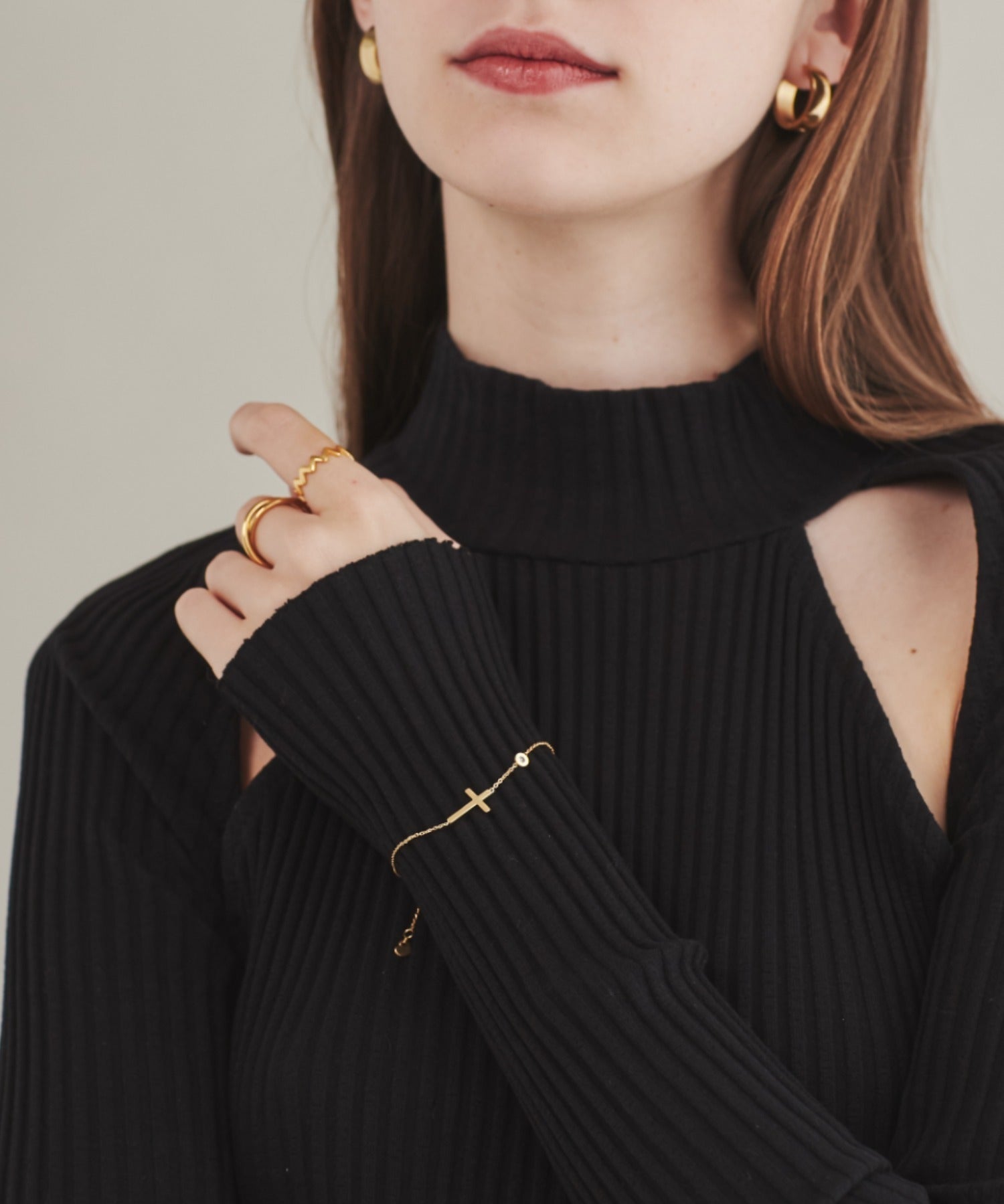 ciite' シーテ ブレスレット 【 金属アレルギー対応 】 クロスビジューブレスレット サージカルステンレス