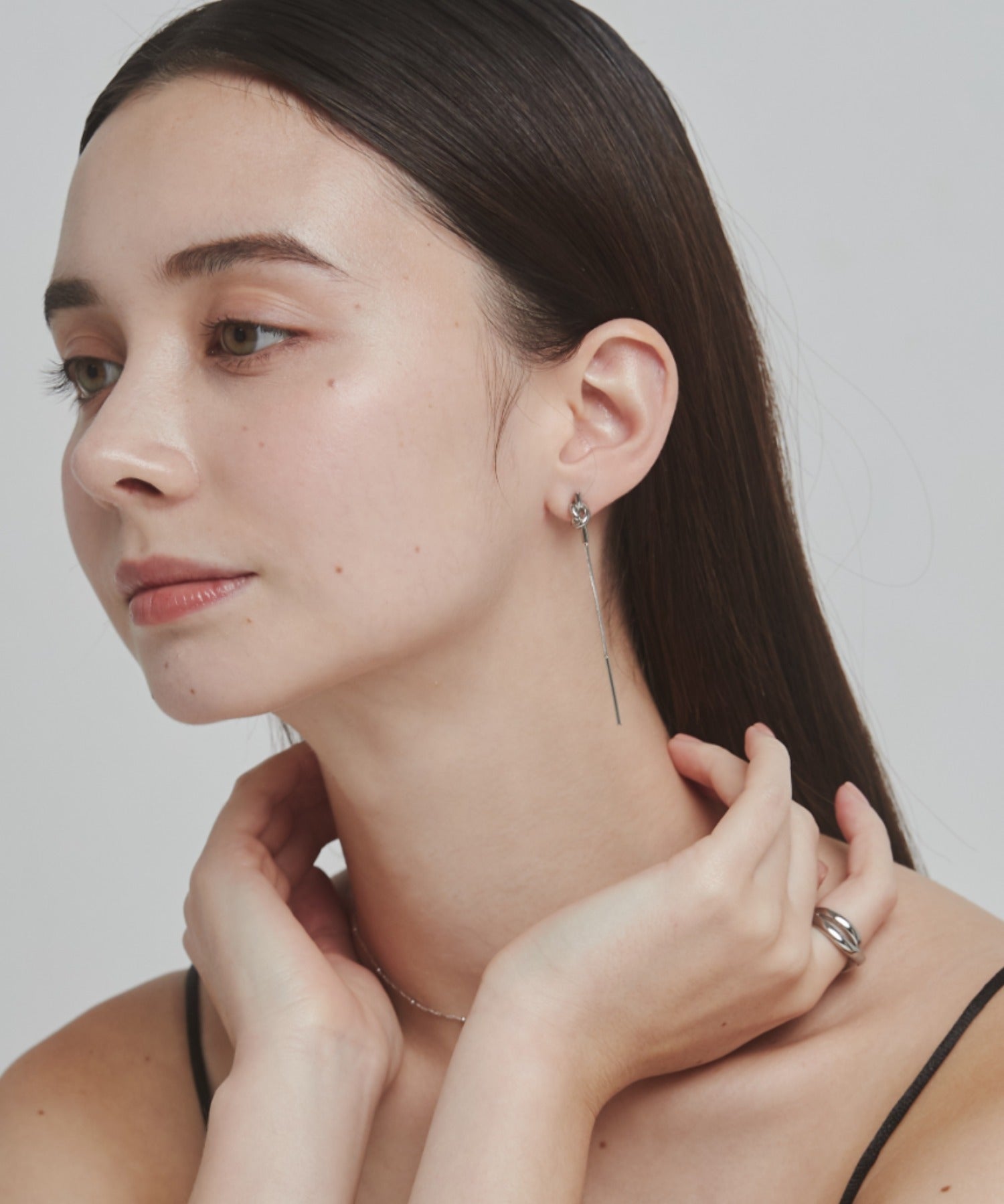 ciite' シーテ ピアス（両耳用） 【 金属アレルギー対応 】 ノットチェーンピアス サージカルステンレス (両耳用)