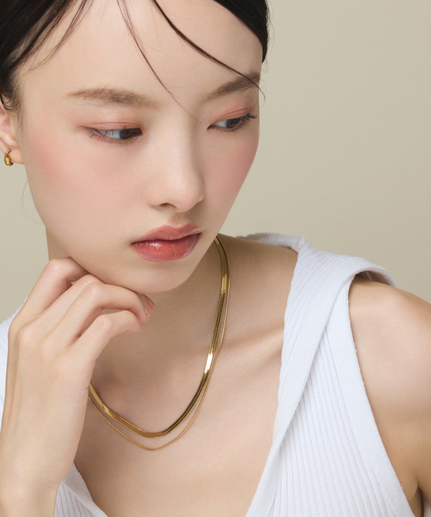 ciite' シーテ ネックレス 【 金属アレルギー対応 】 2連スネークチェーンネックレス サージカルステンレス