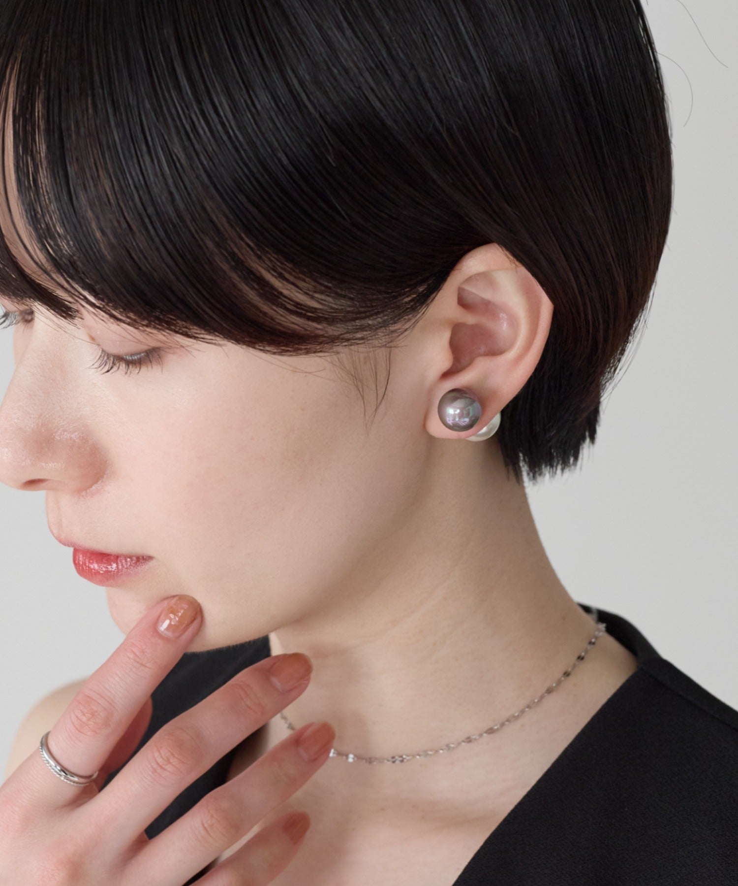 ciite' シーテ ピアス（両耳用） 2way バイカラー ダブルパールピアス