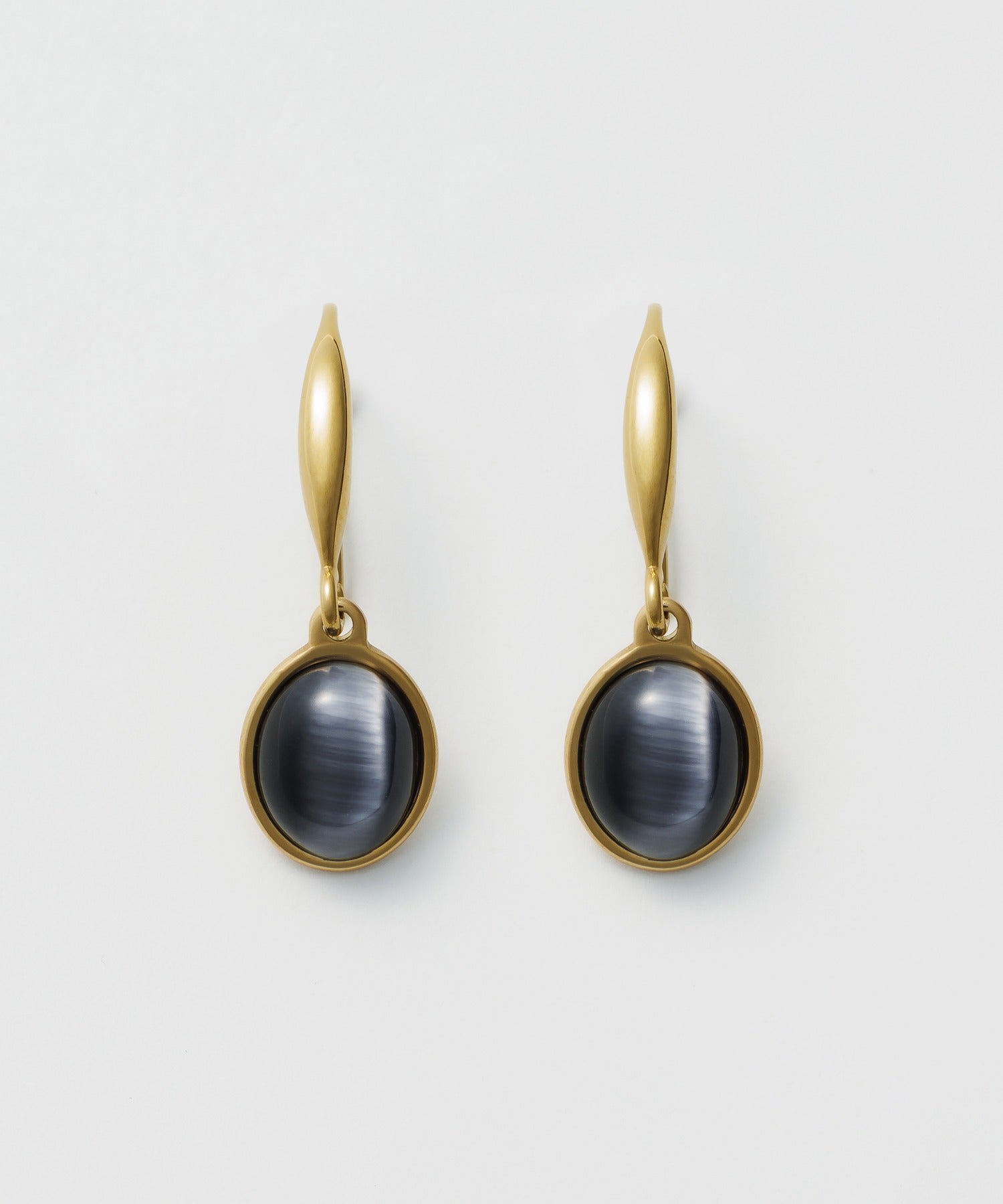 ciite' シーテ ピアス（両耳用） 【 金属アレルギー対応 】 オーバルストーン フックピアス サージカルステンレス (両耳用)