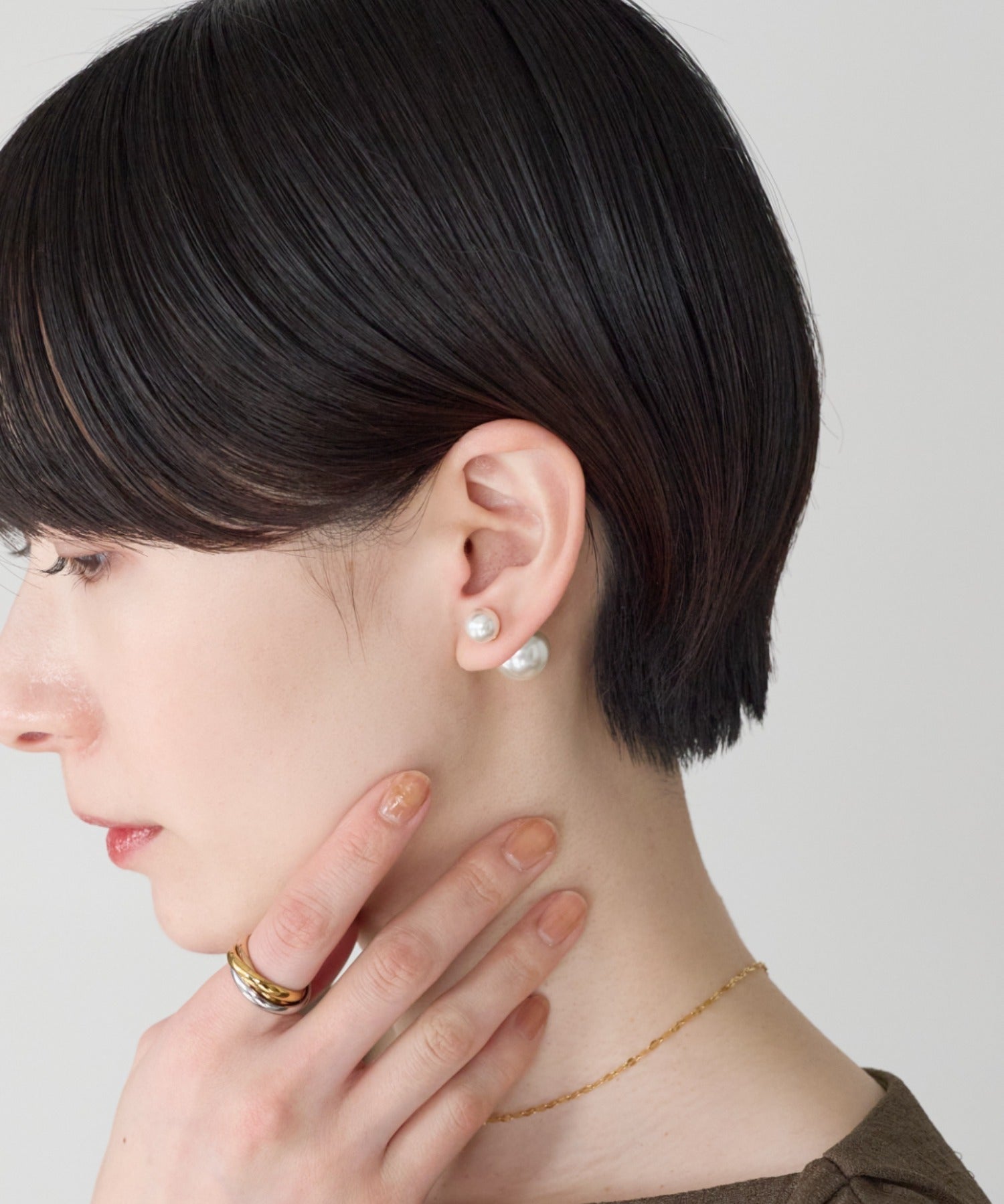 ciite' シーテ ピアス（両耳用） 2way ダブルパールピアス