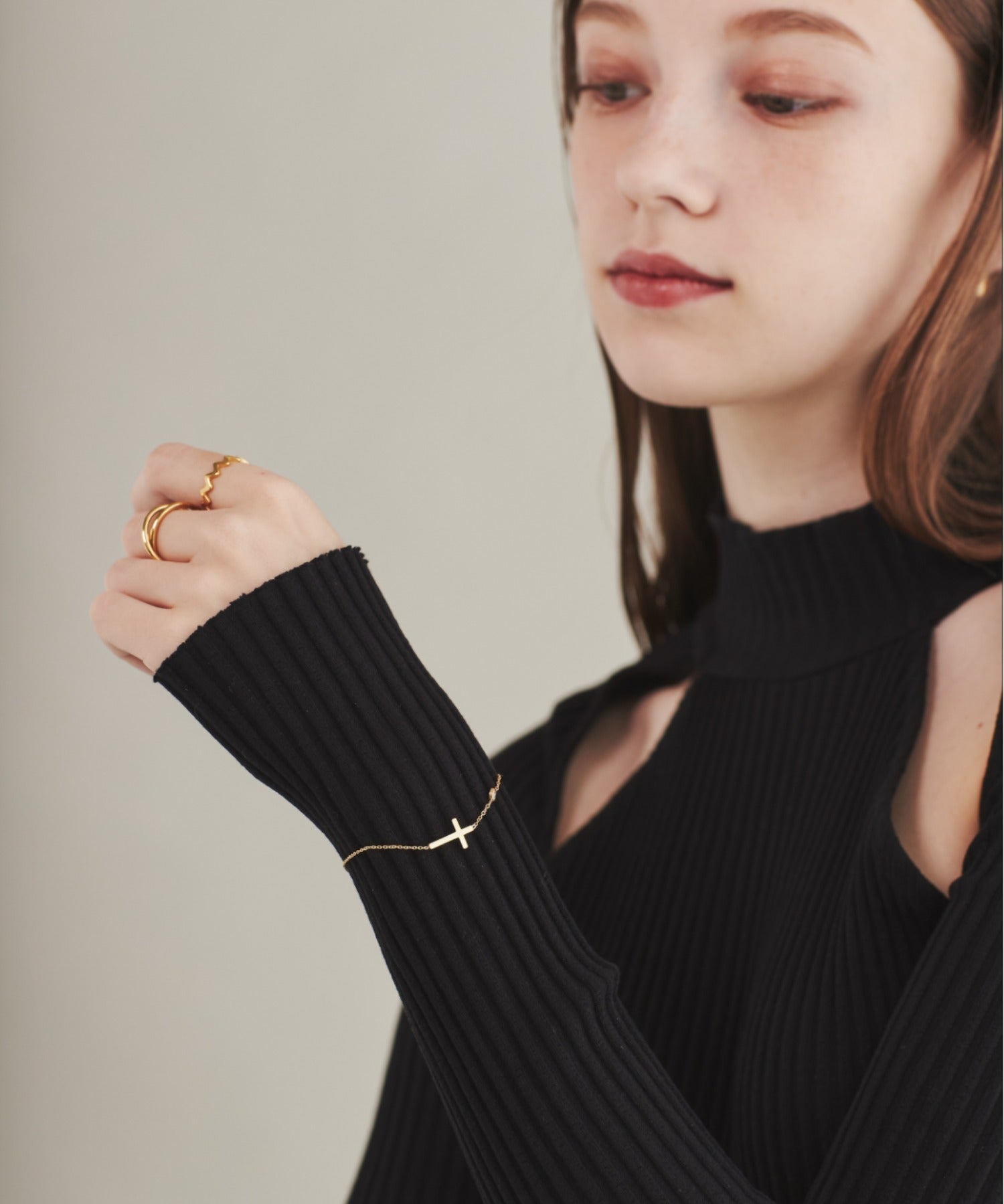 ciite' シーテ ブレスレット 【 金属アレルギー対応 】 クロスビジューブレスレット サージカルステンレス