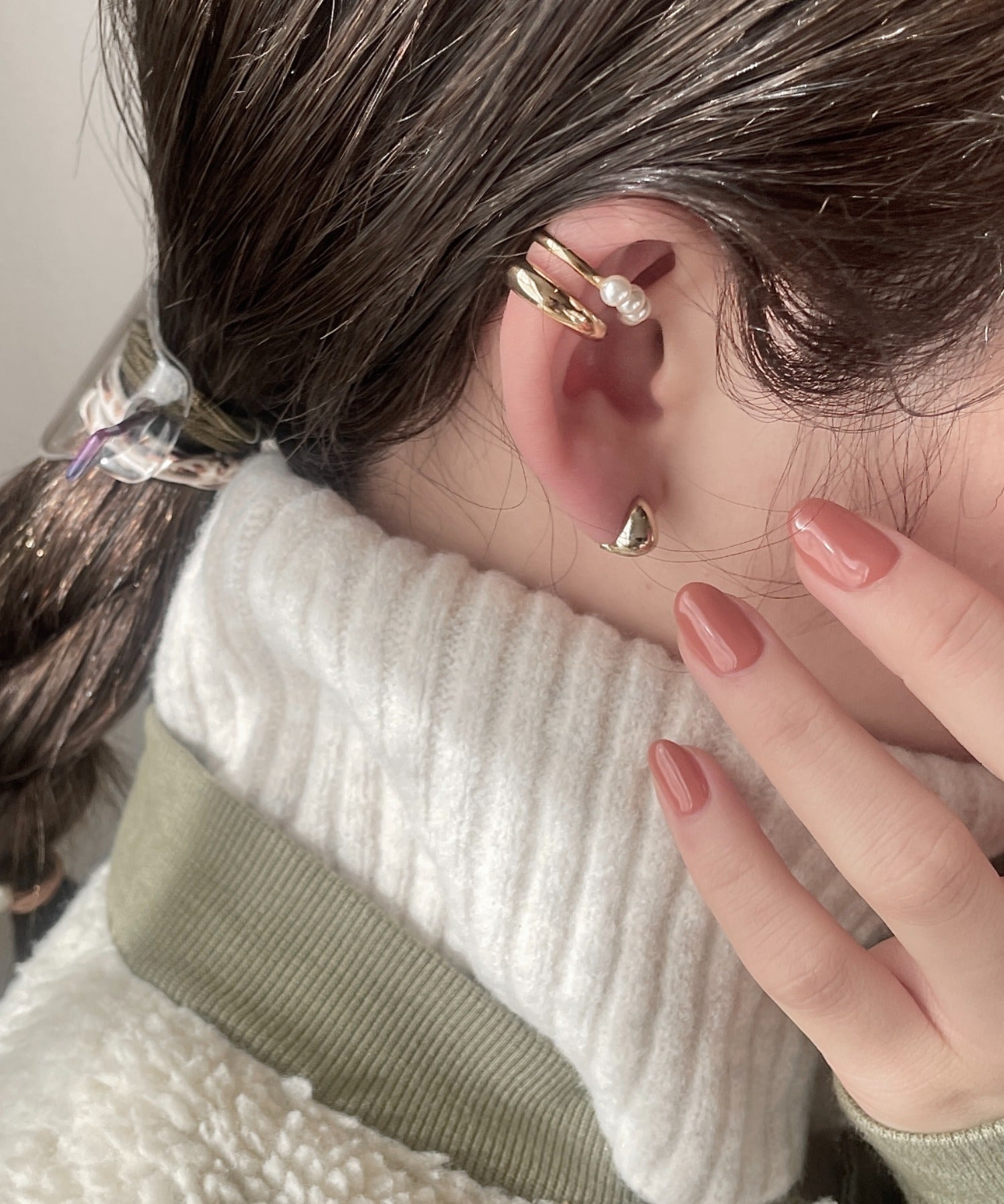 ciite' シーテ イヤーカフ 【 金属アレルギー対応 】ミニパールイヤーカフ サージカルステンレス