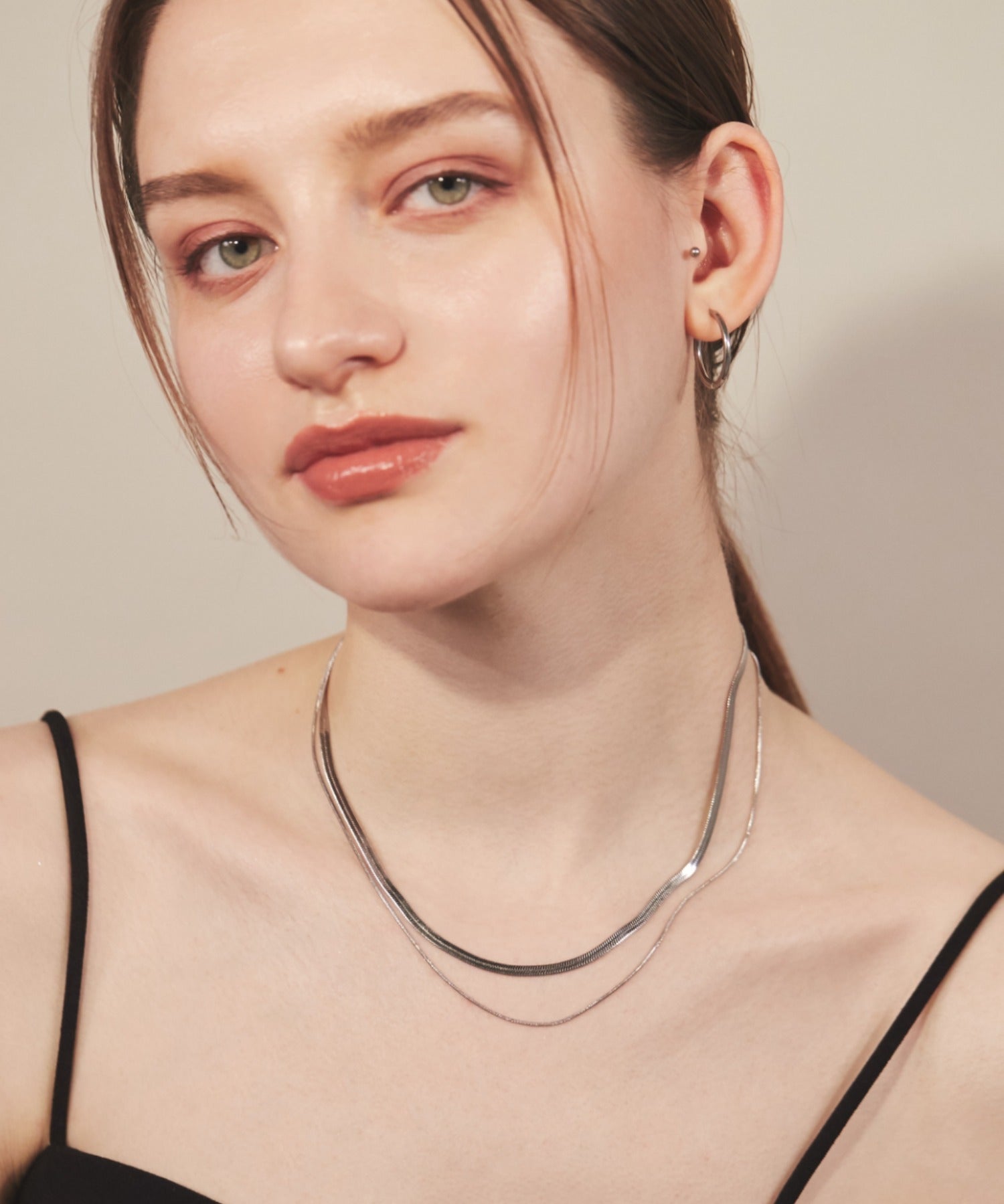 ciite' シーテ ネックレス 【 金属アレルギー対応 】 2連スネークチェーンネックレス サージカルステンレス