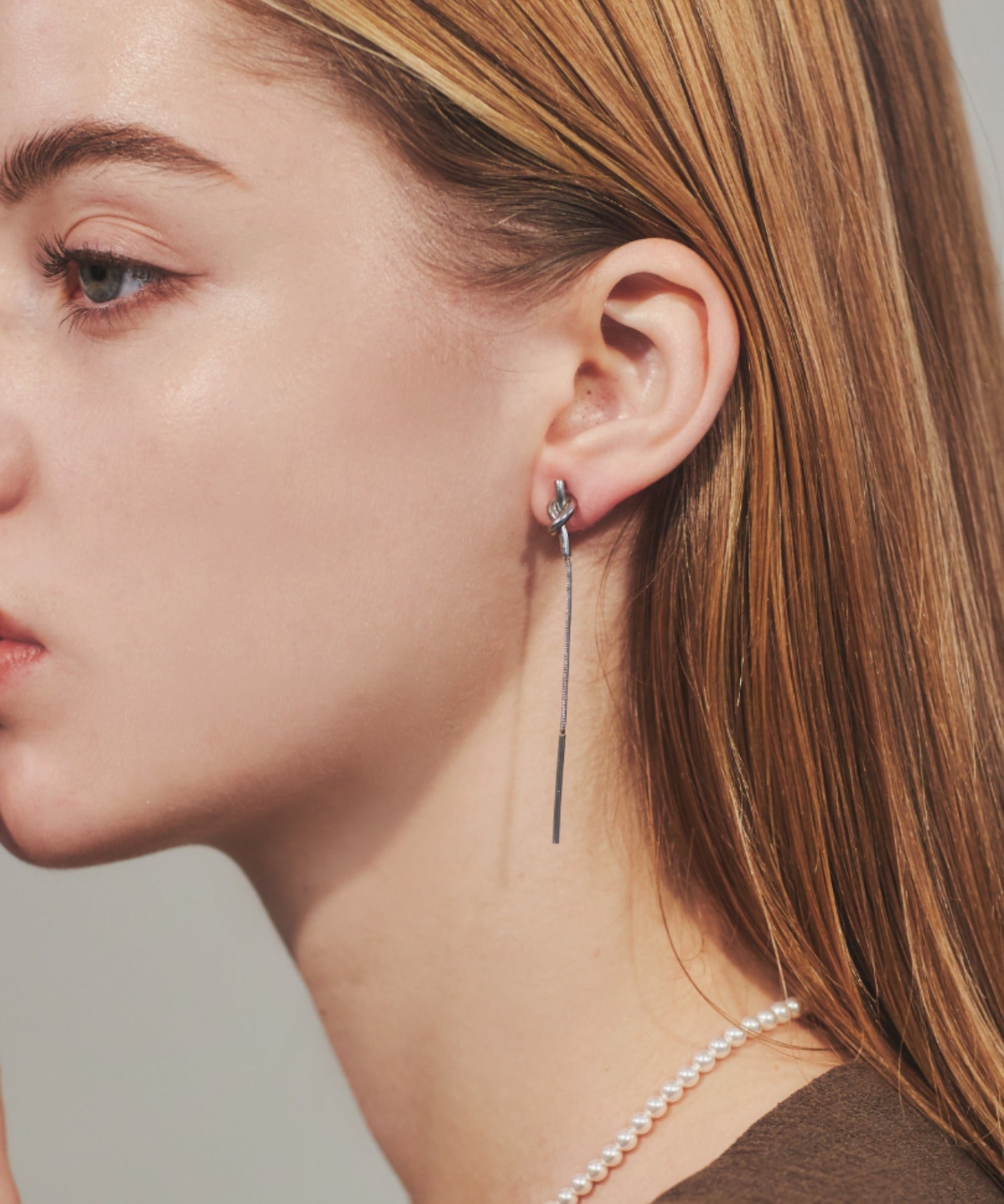 ciite' シーテ ピアス（両耳用） 【 金属アレルギー対応 】 ノットチェーンピアス サージカルステンレス (両耳用)