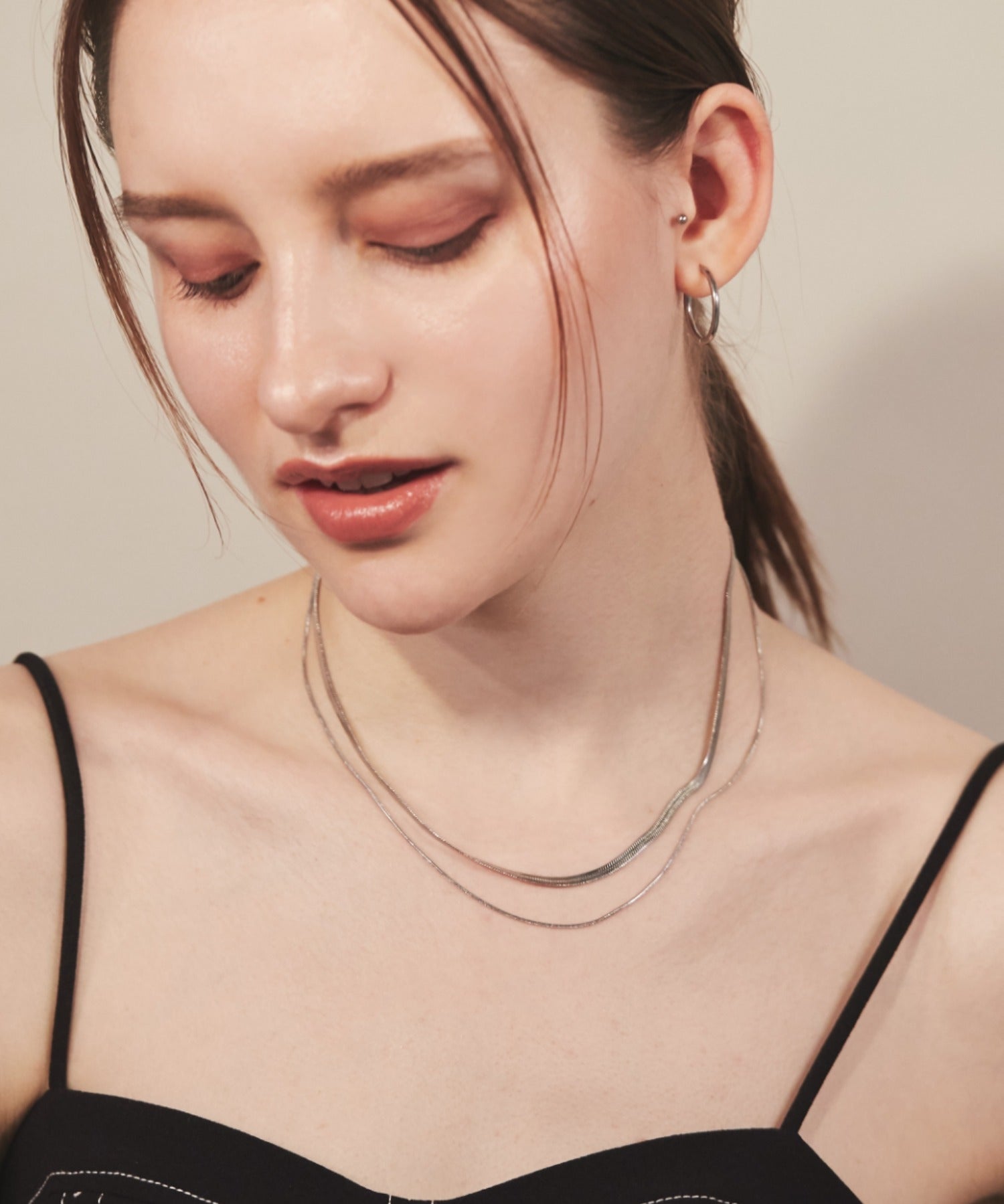 ciite' シーテ ネックレス 【 金属アレルギー対応 】 2連スネークチェーンネックレス サージカルステンレス