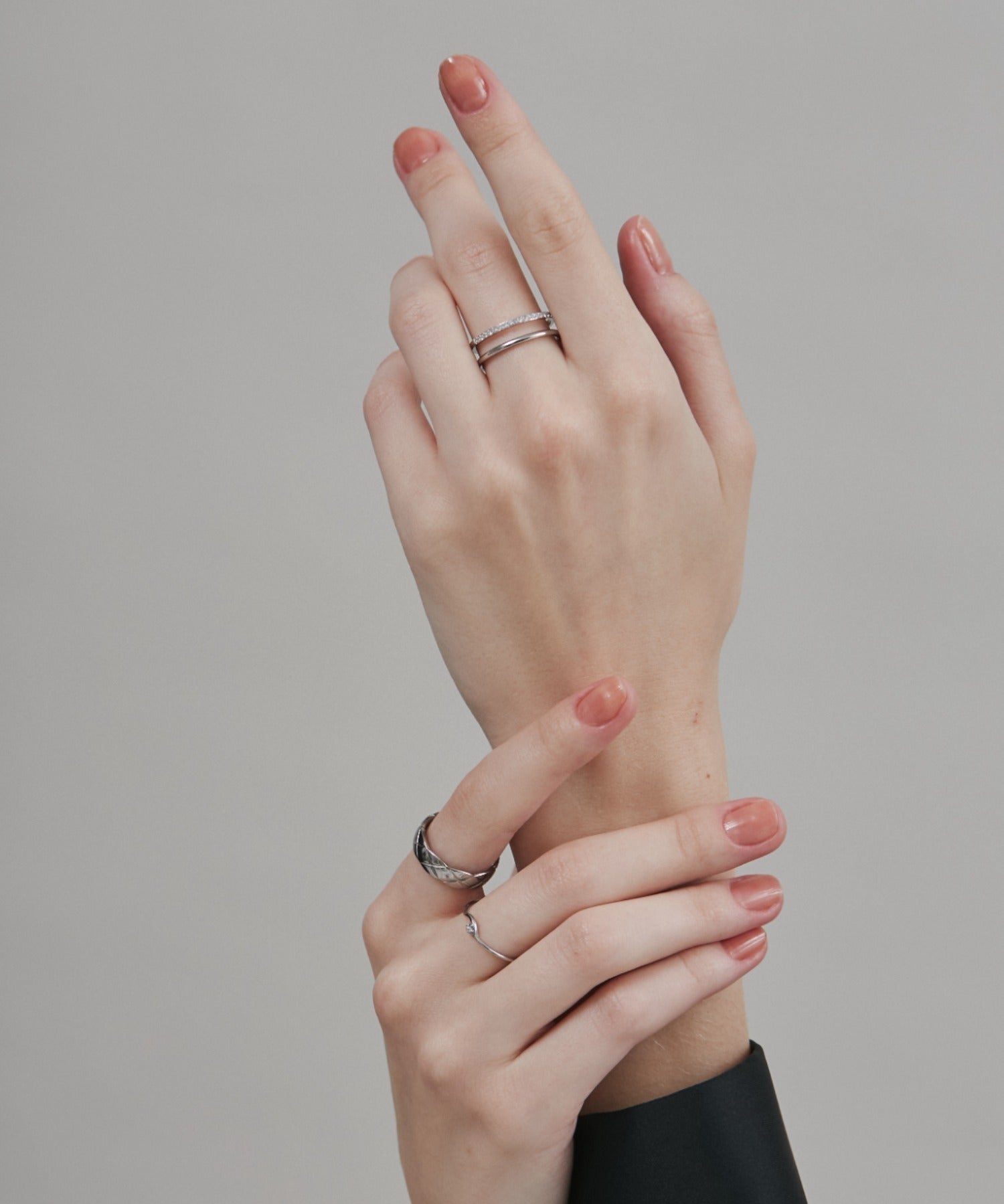 ciite' シーテ リング 【 金属アレルギー対応 】 ビジューダブルリング サージカルステンレス