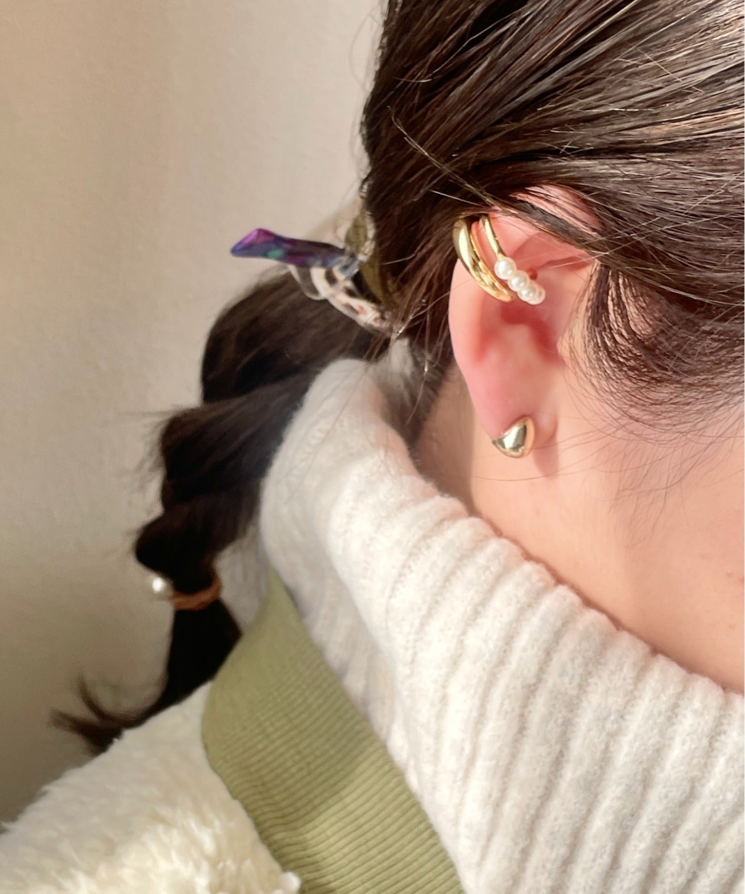 ciite' シーテ イヤーカフ 【 金属アレルギー対応 】ミニパールイヤーカフ サージカルステンレス