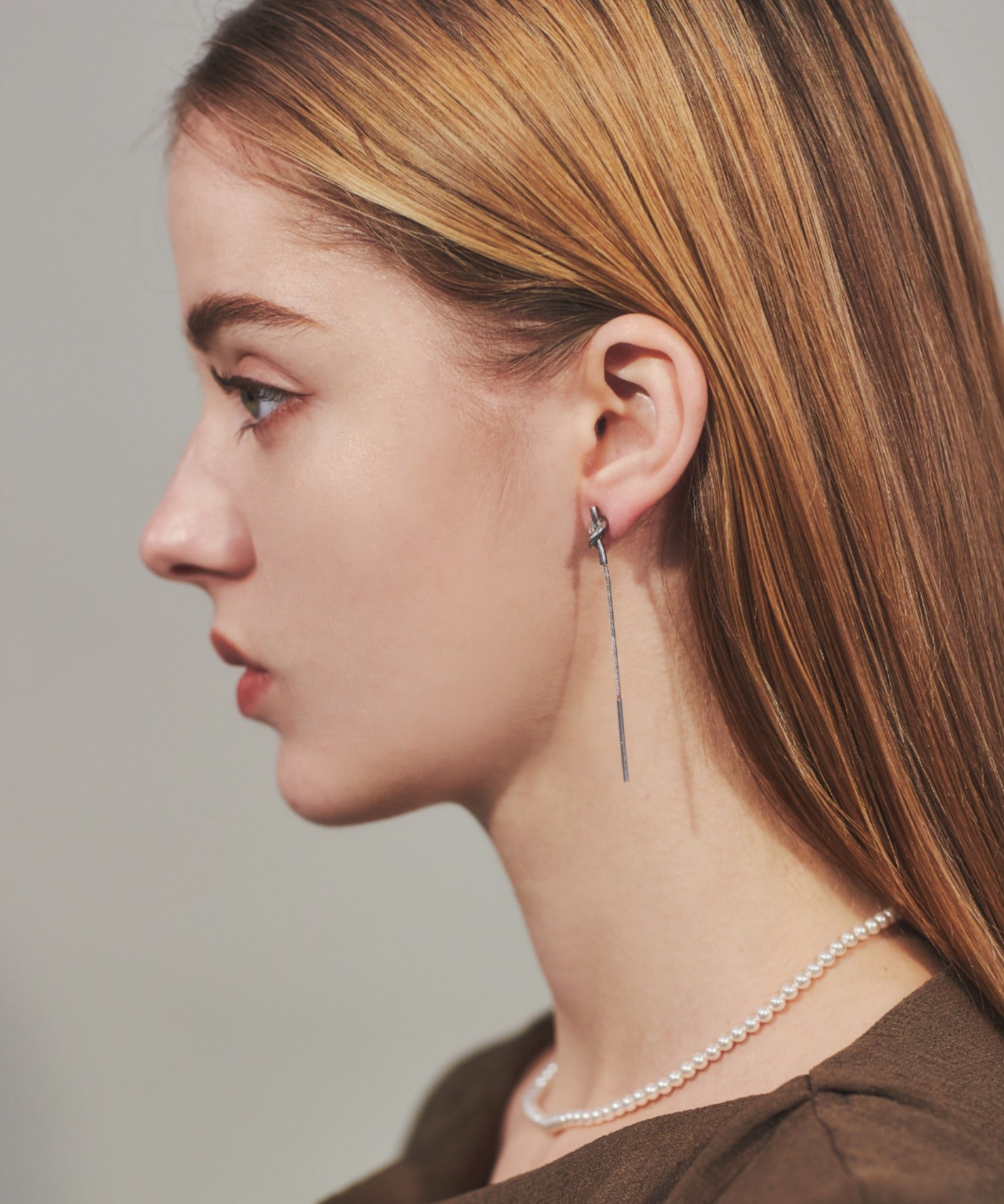 ciite' シーテ ピアス（両耳用） 【 金属アレルギー対応 】 ノットチェーンピアス サージカルステンレス (両耳用)