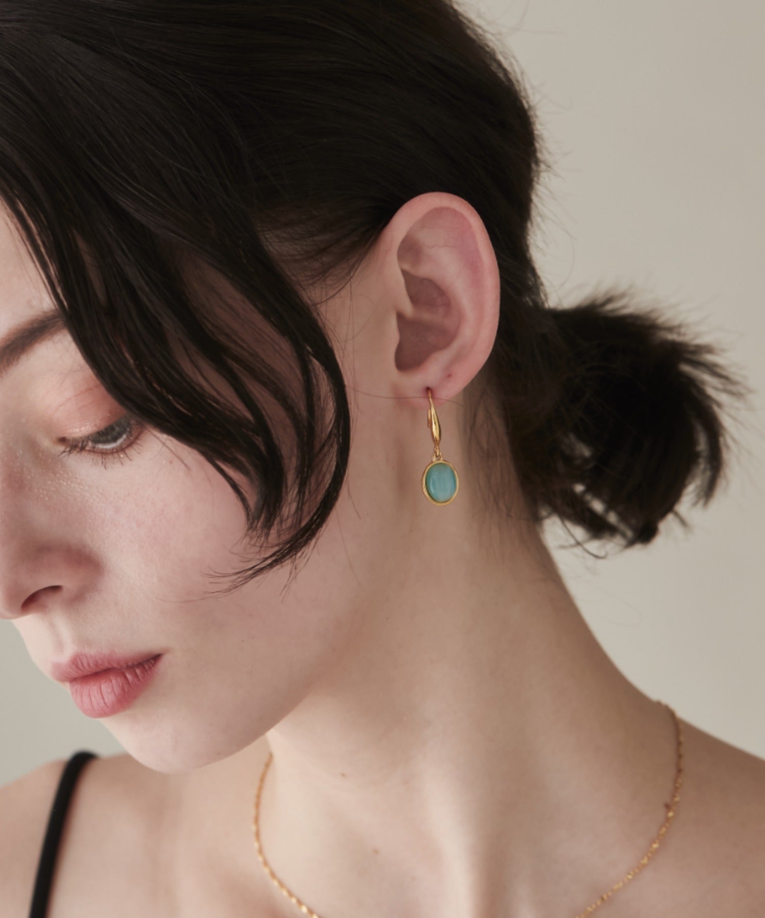 ciite' シーテ ピアス（両耳用） 【 金属アレルギー対応 】 オーバルストーン フックピアス サージカルステンレス (両耳用)