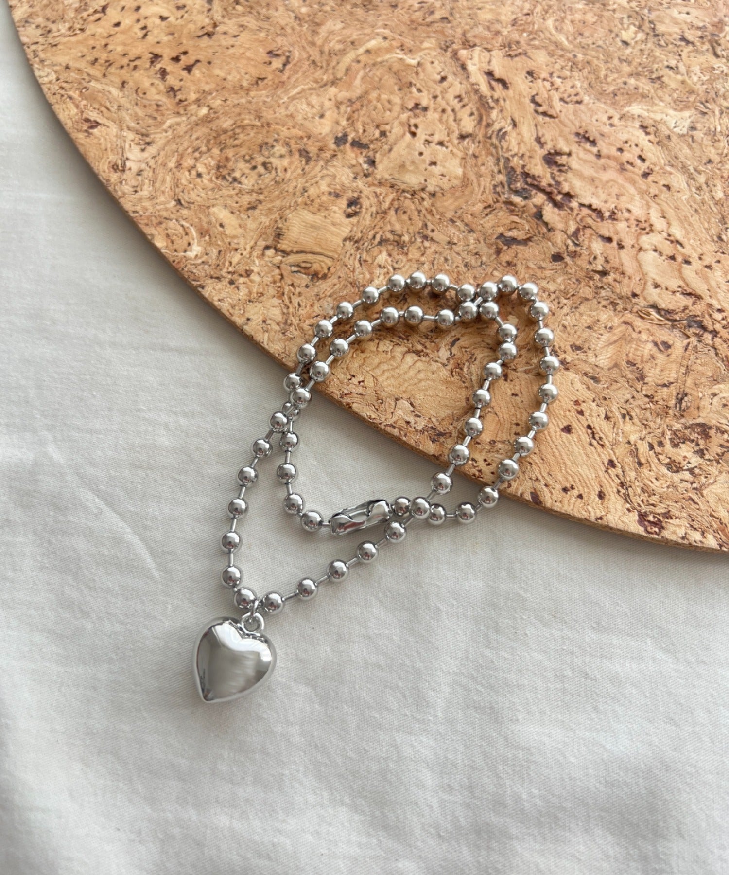 ciite' シーテ ネックレス ぷっくりメタルハート ＆ ボールチェーンネックレス