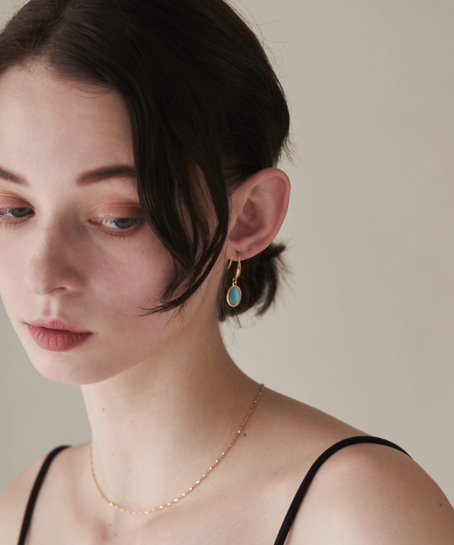 ciite' シーテ ピアス（両耳用） 【 金属アレルギー対応 】 オーバルストーン フックピアス サージカルステンレス (両耳用)