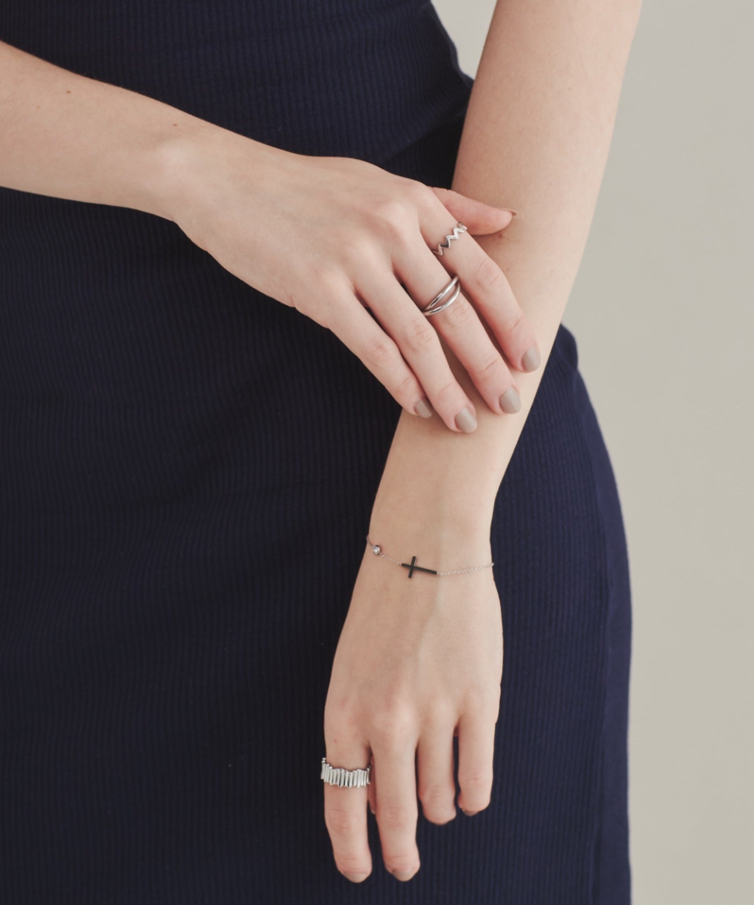 ciite' シーテ ブレスレット 【 金属アレルギー対応 】 クロスビジューブレスレット サージカルステンレス