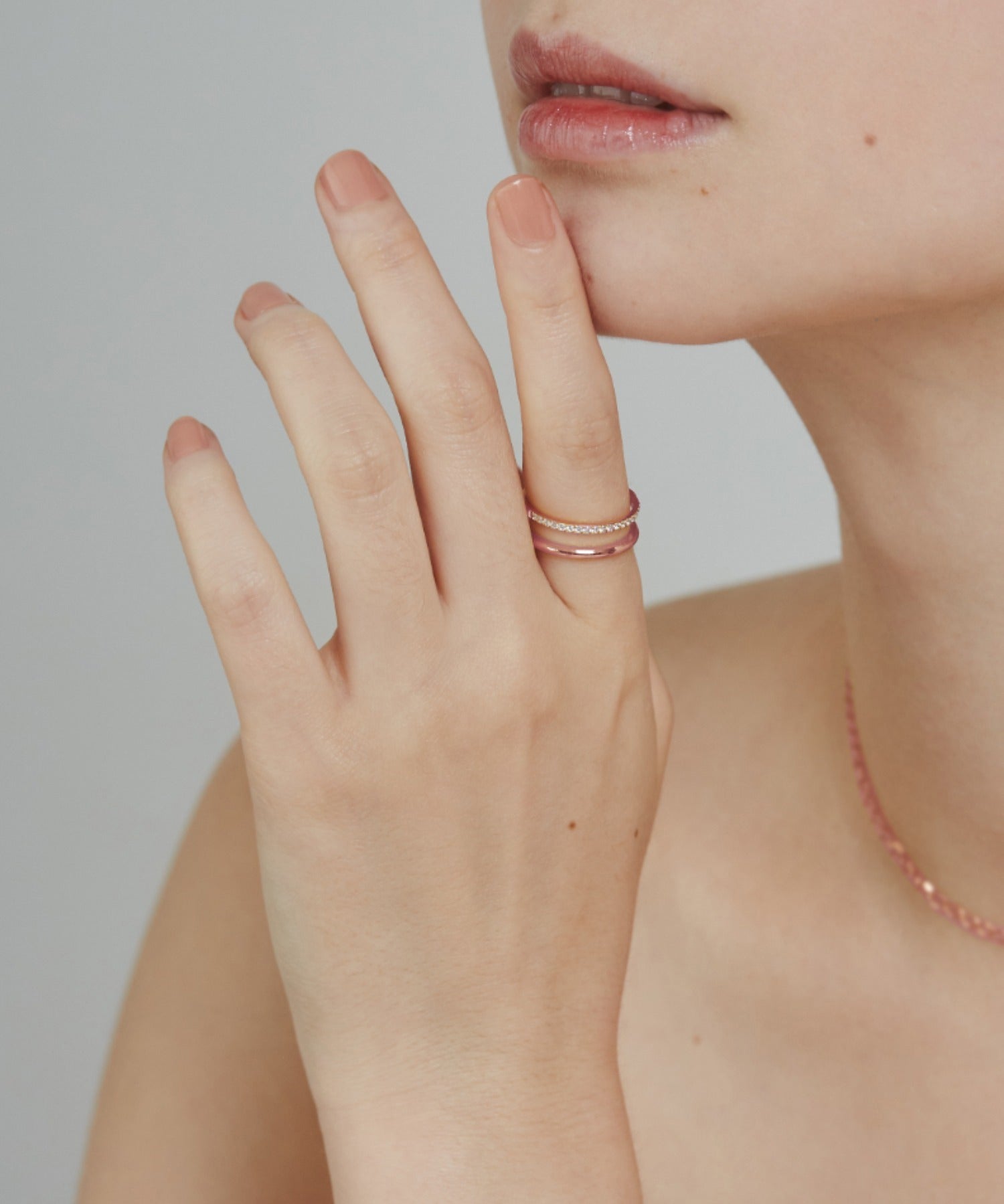 ciite' シーテ リング 【 金属アレルギー対応 】 ビジューダブルリング サージカルステンレス