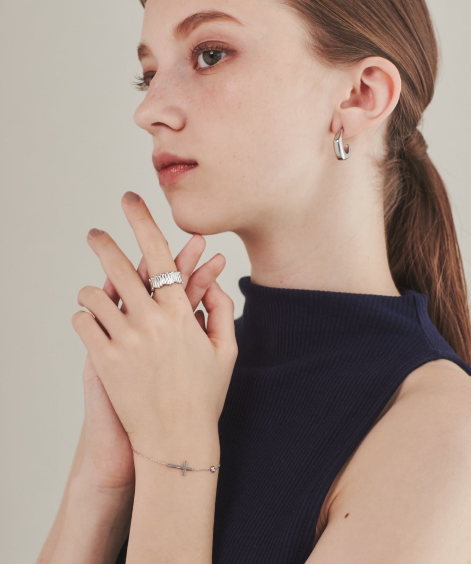 ciite' シーテ ブレスレット 【 金属アレルギー対応 】 クロスビジューブレスレット サージカルステンレス