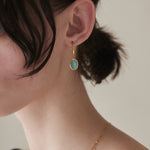 ciite' シーテ ピアス（両耳用） 【 金属アレルギー対応 】 オーバルストーン フックピアス サージカルステンレス (両耳用)