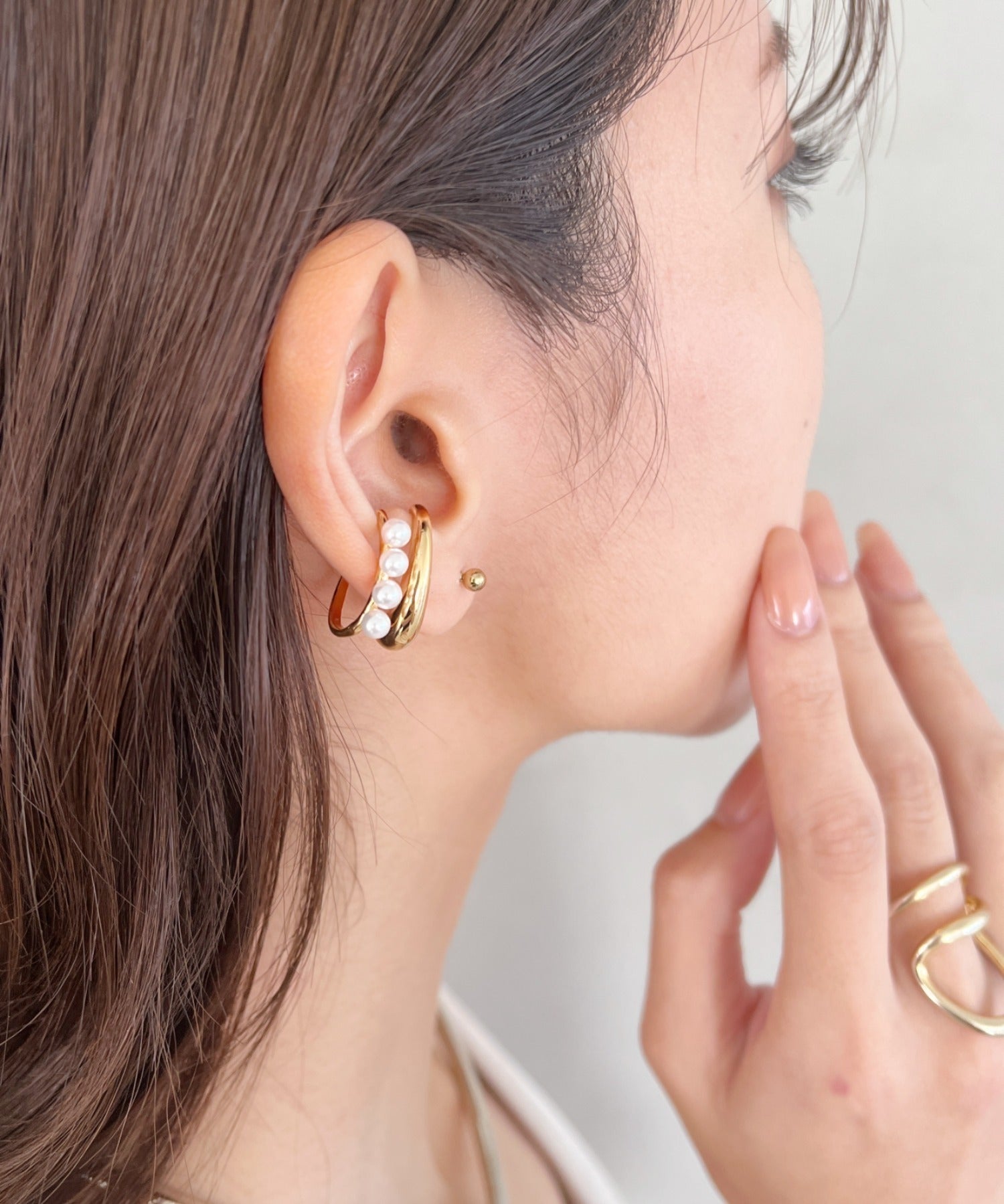 ciite' シーテ イヤーカフ 【 金属アレルギー対応 】ミニパールイヤーカフ サージカルステンレス