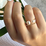 ciite' シーテ リング ビジューダブルパール リング