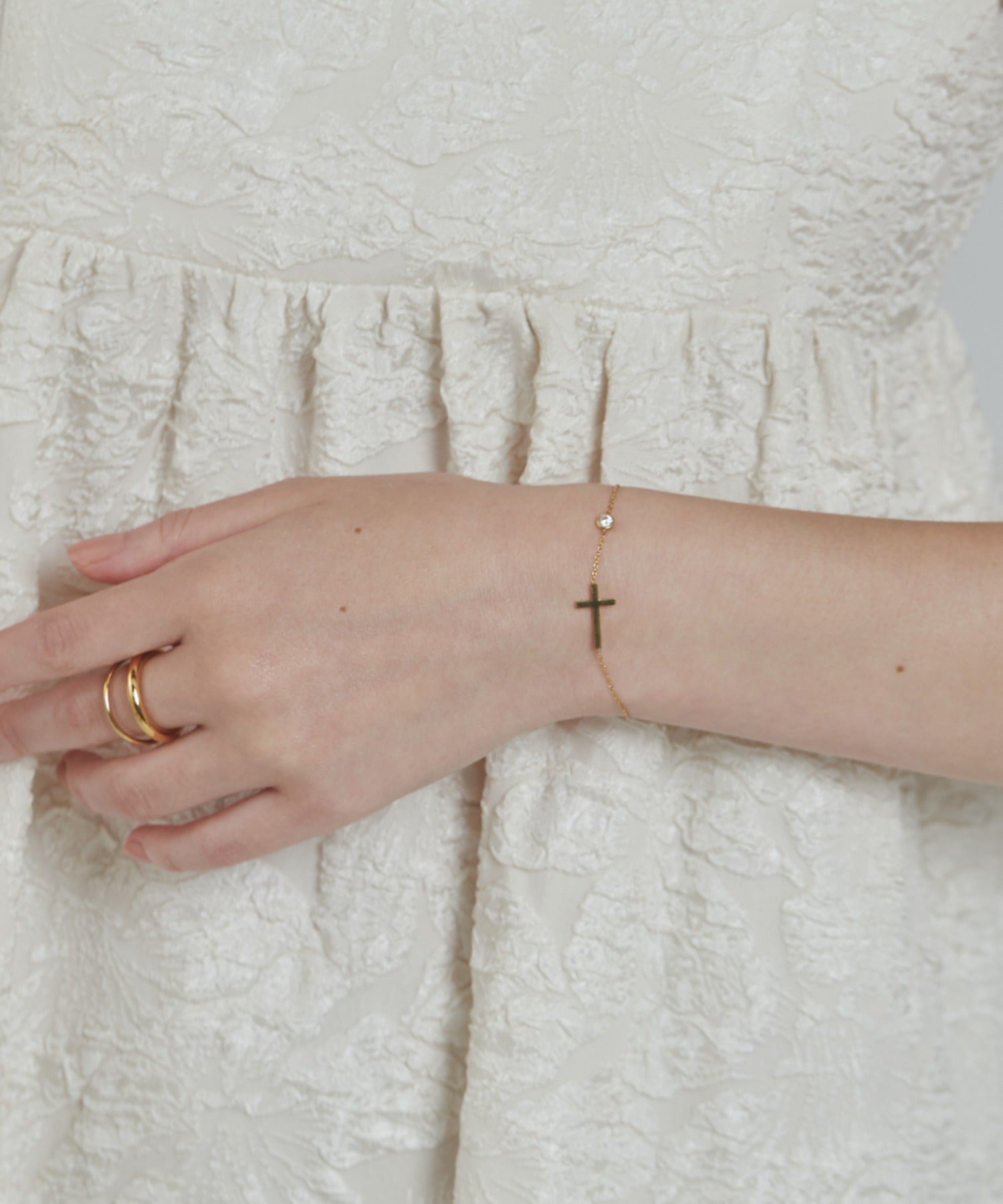 ciite' シーテ ブレスレット 【 金属アレルギー対応 】 クロスビジューブレスレット サージカルステンレス