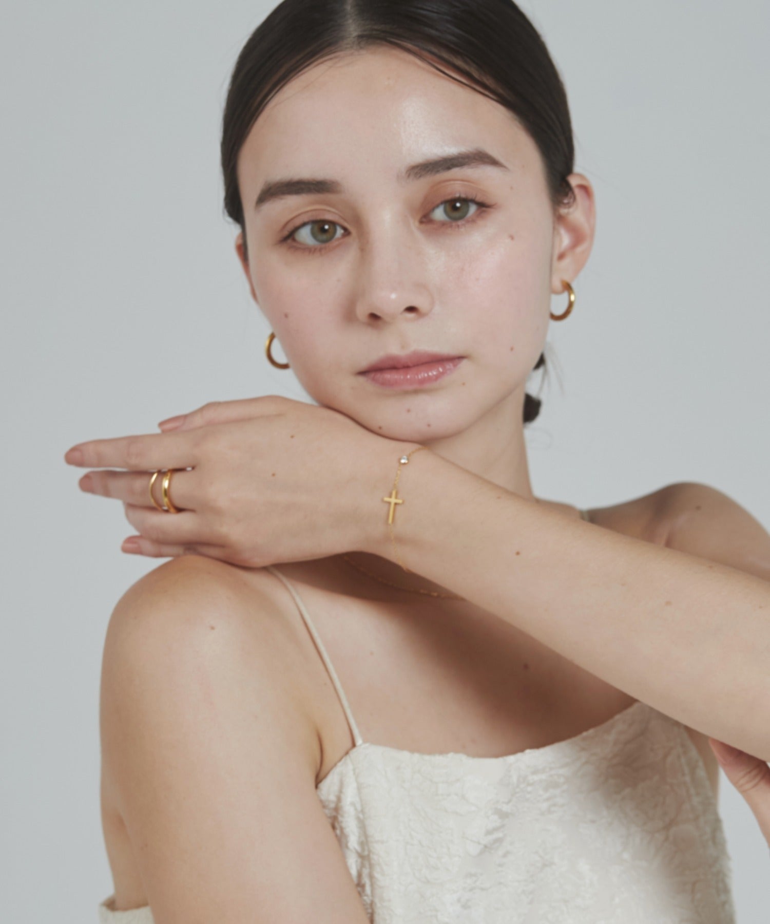 ciite' シーテ ブレスレット 【 金属アレルギー対応 】 クロスビジューブレスレット サージカルステンレス