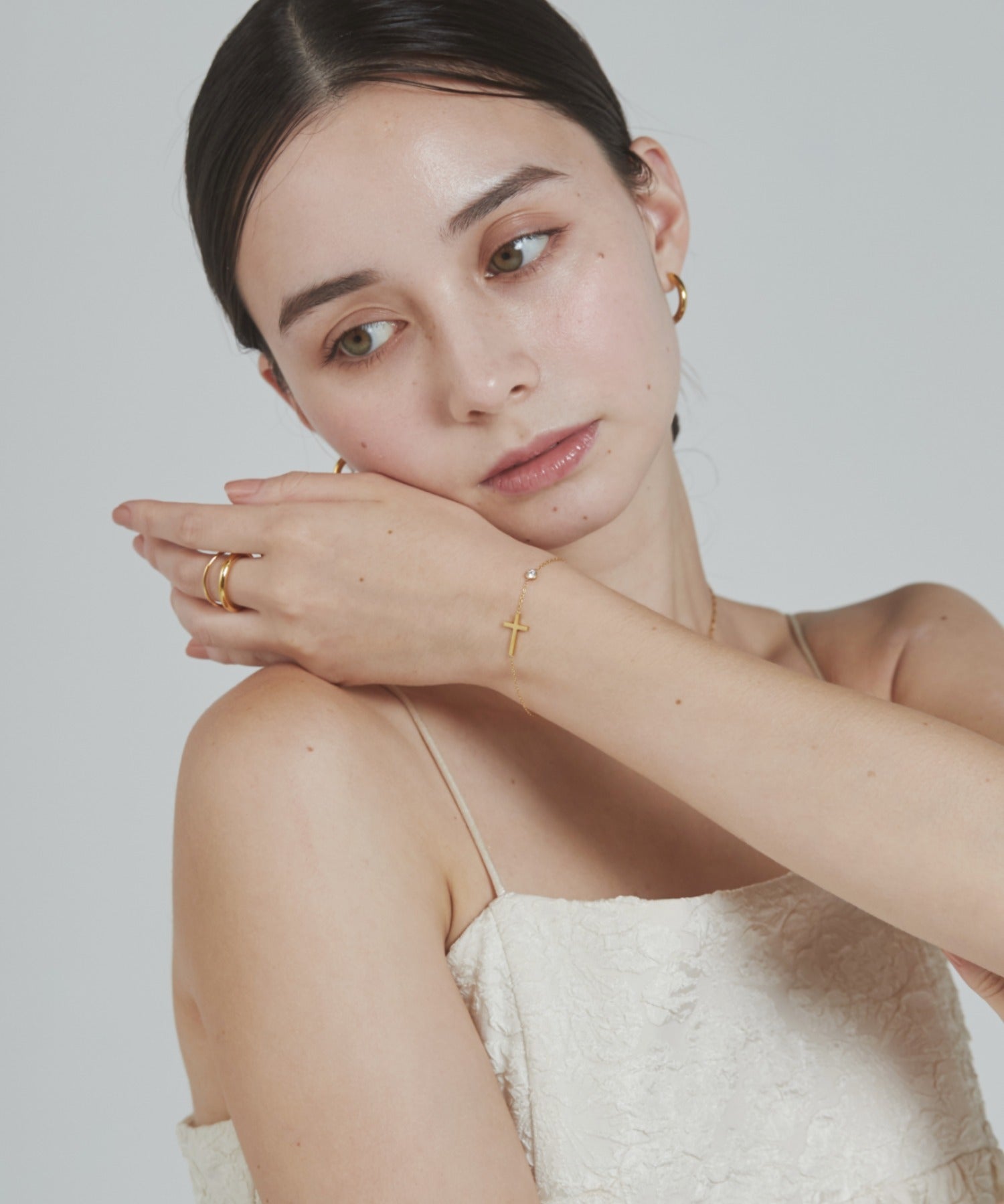 ciite' シーテ ブレスレット 【 金属アレルギー対応 】 クロスビジューブレスレット サージカルステンレス