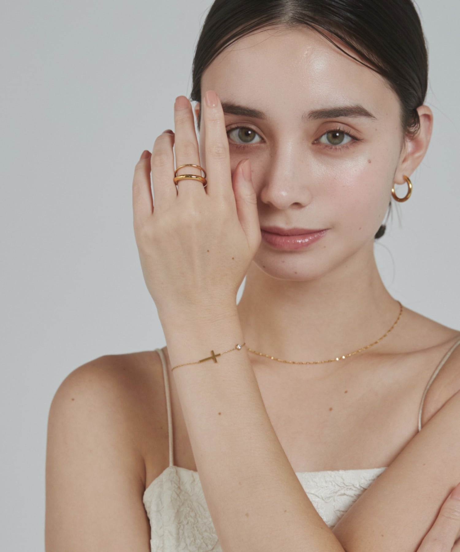 ciite' シーテ ブレスレット 【 金属アレルギー対応 】 クロスビジューブレスレット サージカルステンレス